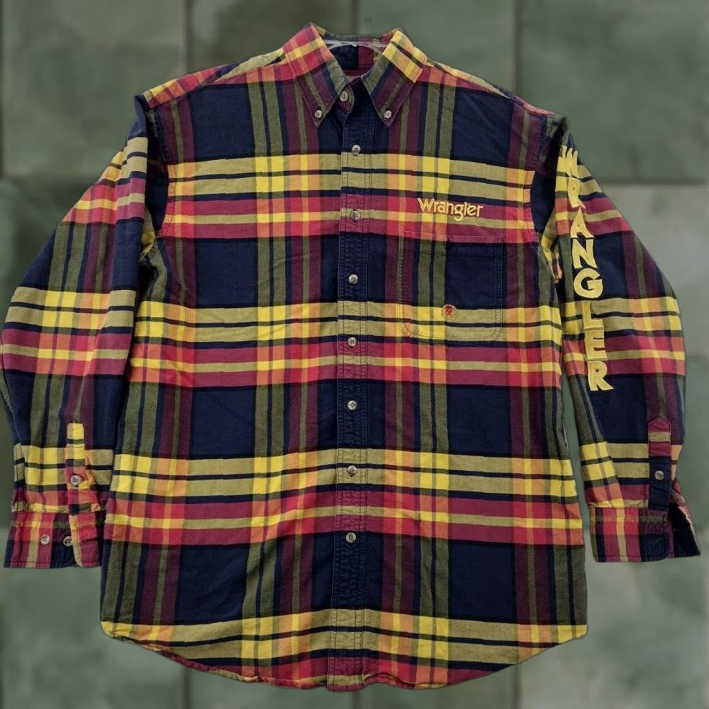 Wrangler Wrangler 20x Western Shirt Mens XL Plaid Logo on Sleeve Big Logo Logo on Sleeve Button-Up Cowboy Shirt 20x Plaid Mens XL Wrangler Size US XL / EU 56 / 4 - 1 Thumbnail