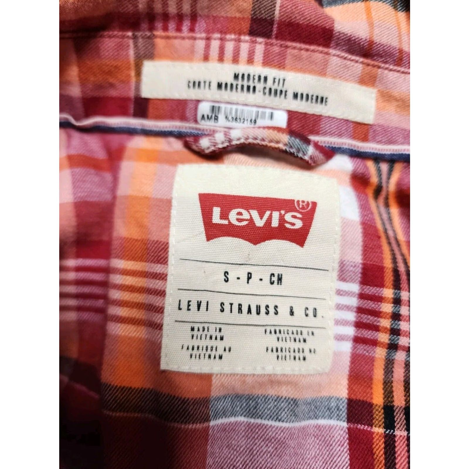 Levi's Levis Mens Regular Fit Red Plaid Long Sleeve Button Up Western Shirt Size US S / EU 44-46 / 1 - 5 Thumbnail