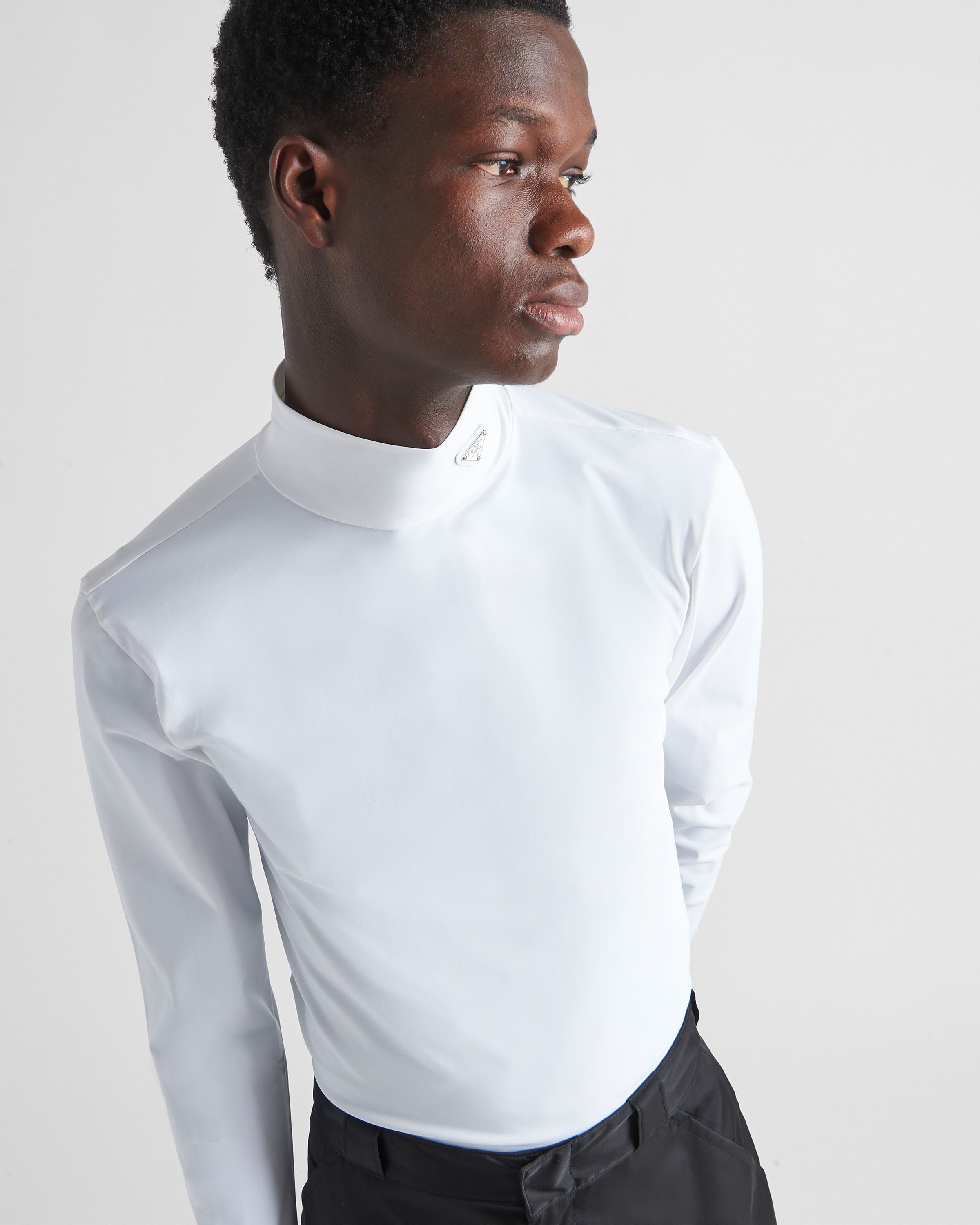 Prada o1bcso1str1025 Stretch Cotton Turtleneck Sweater in White Size US L / EU 52-54 / 3 - 3 Thumbnail