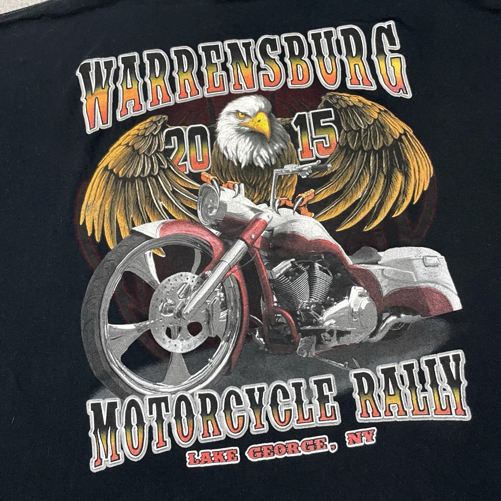 Gildan Warrensburg Motorcycle Rally T Shirt Mens 3XL Black Gildan Cotton Graphic Tee Double-Sided Logo Vintage No 0 Size US XXL / EU 58 / 5 - 2 Thumbnail