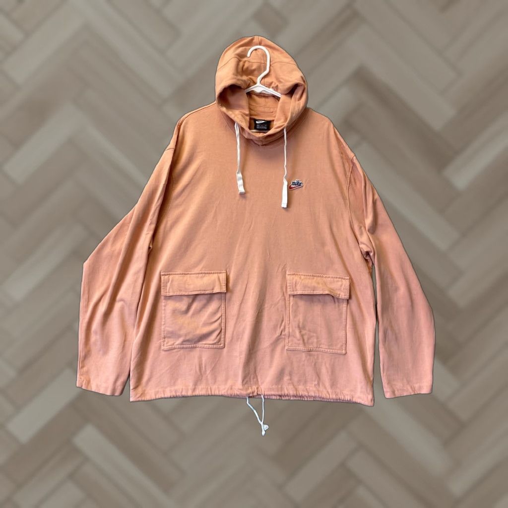 Nike Sweater Hoodie Womens XXL Orange Pullover Knit Cotton Blend Hooded Sweatshirt Pockets All Seasons Casual Fall Winter Sweatshirt 2XL Women