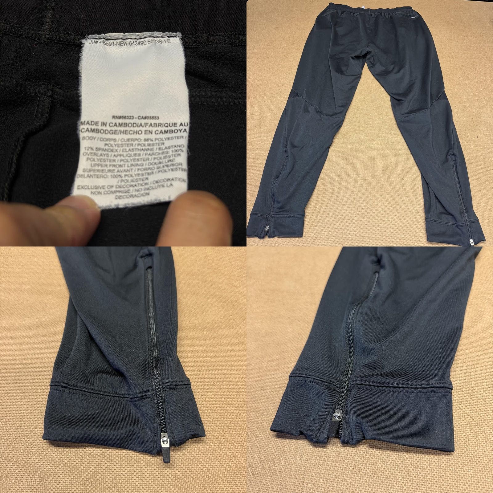 Nike Nike Shield Track Pants Mens Large Black Elastic Waist Reflective Zip Pockets Size US 33 - 10 Thumbnail