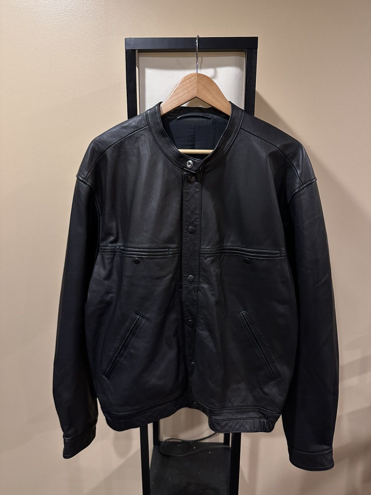 Lemaire Lemaire Stand Collar Blouson Soft Nappa Leather Black Jacket Size US XL / EU 56 / 4 - 9 Thumbnail