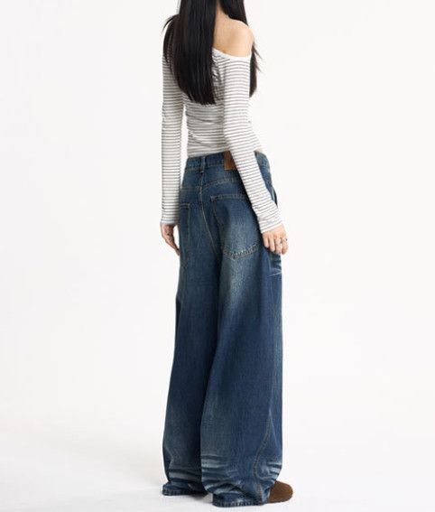 Japanese Brand American retro whiskered washed curved jeans for men Size US 32 / EU 48 - 5 Thumbnail