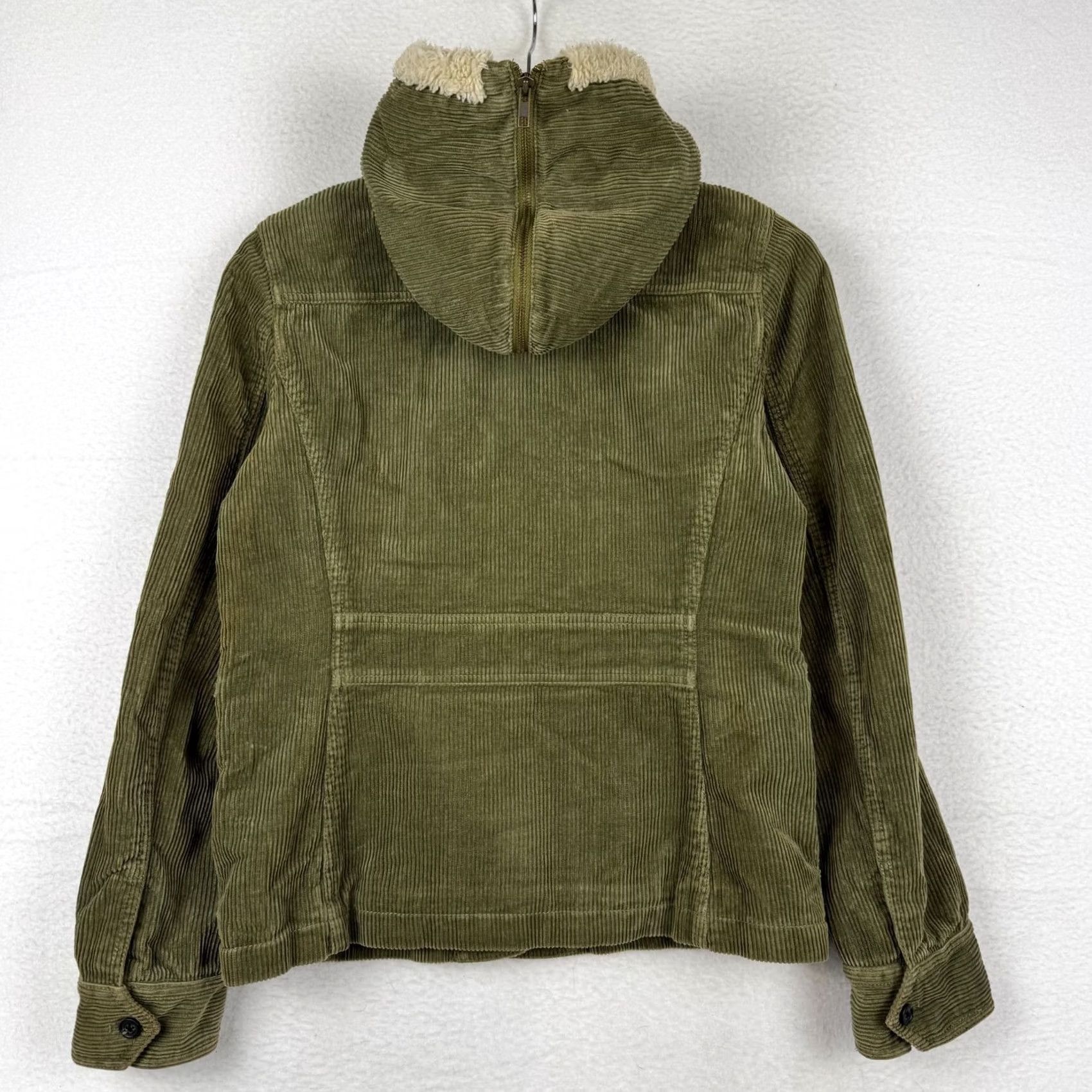 J.Crew VTG J.CREW Women's M Corduroy Jacket Hood/Collar Sherpa Lined Green Utility Coat Size M / US 6-8 / IT 42-44 - 3 Thumbnail