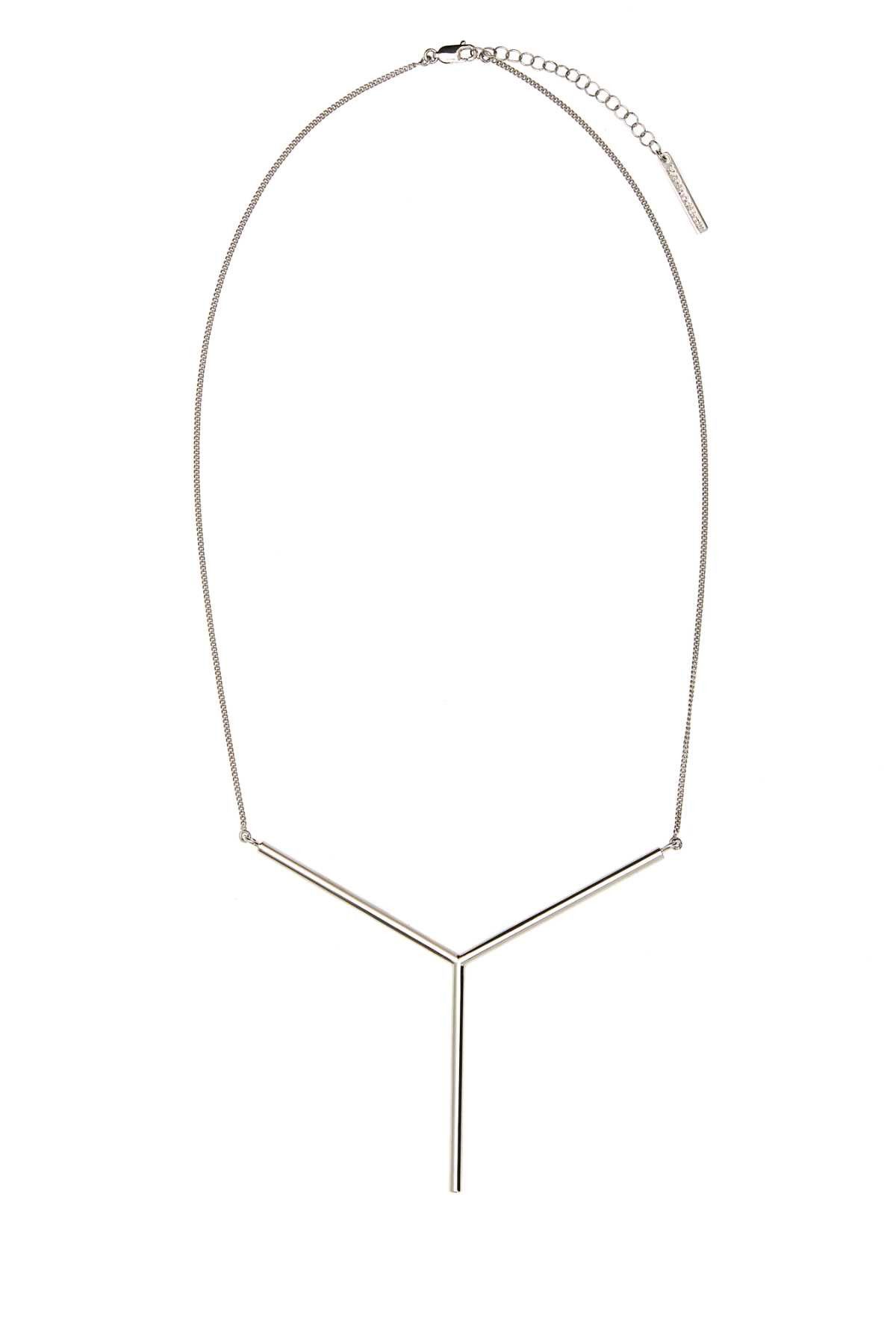 image of Yproject Silver Metal Y Necklace, Women's