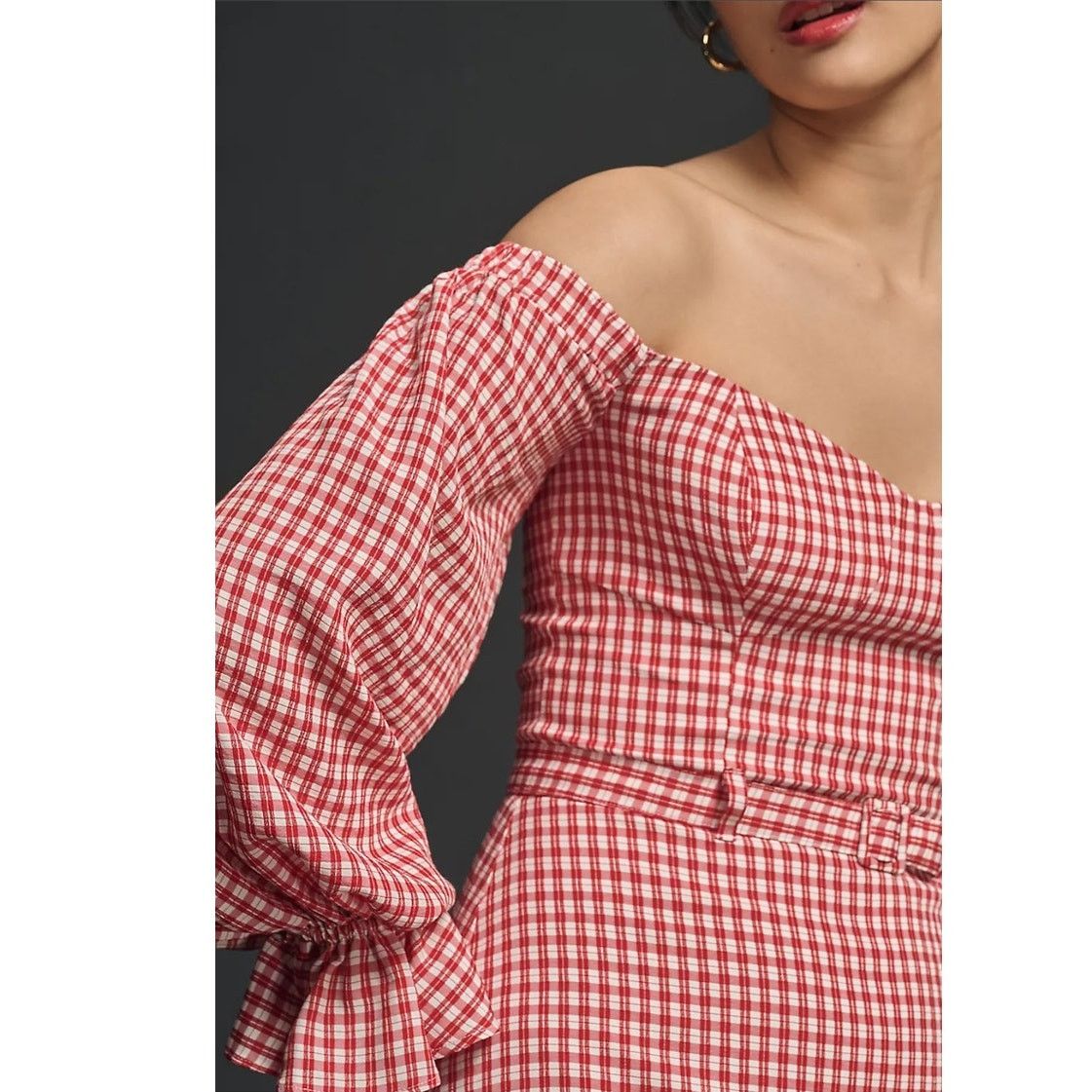 Anthropologie NWT Maeve Off-The-Shoulder Ruffled Mini Dress $178 8P Petite Size M / US 6-8 / IT 42-44 - 2 Thumbnail