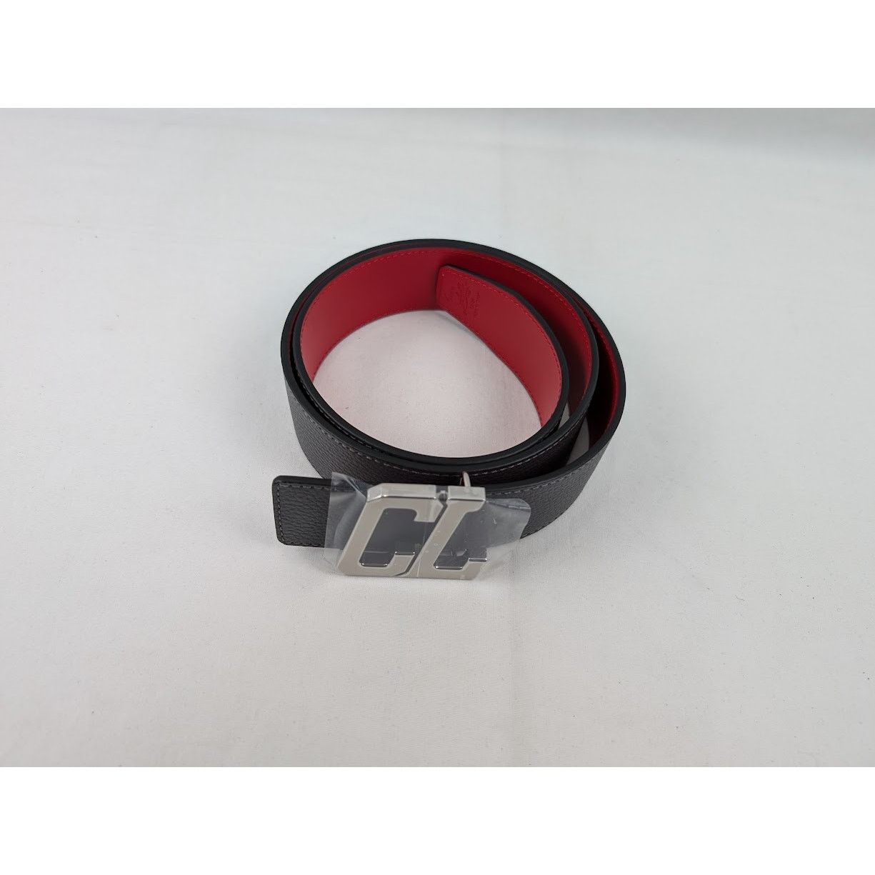 Christian Louboutin o1rshd1 Size: 85 / Happy RUI CL Logo Belt Smoky/Loubi/Silver Size 34 - 2 Thumbnail