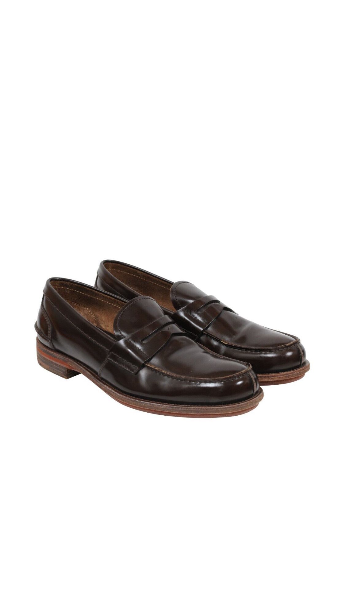 image of Prada Brown Leather Slip On Penny Loafers - 01890B, Men's (Size 11)