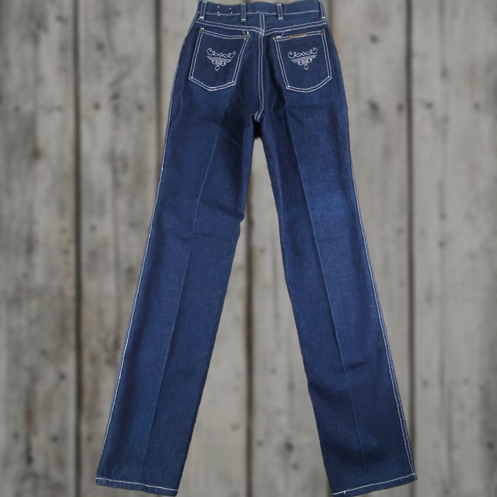 Wrangler VINTAGE Wrangler Women's Jeans 9 High-Rise Denim 80s Cowboy Western Solid Blue Size 30" / US 8 / IT 44 - 1 Thumbnail