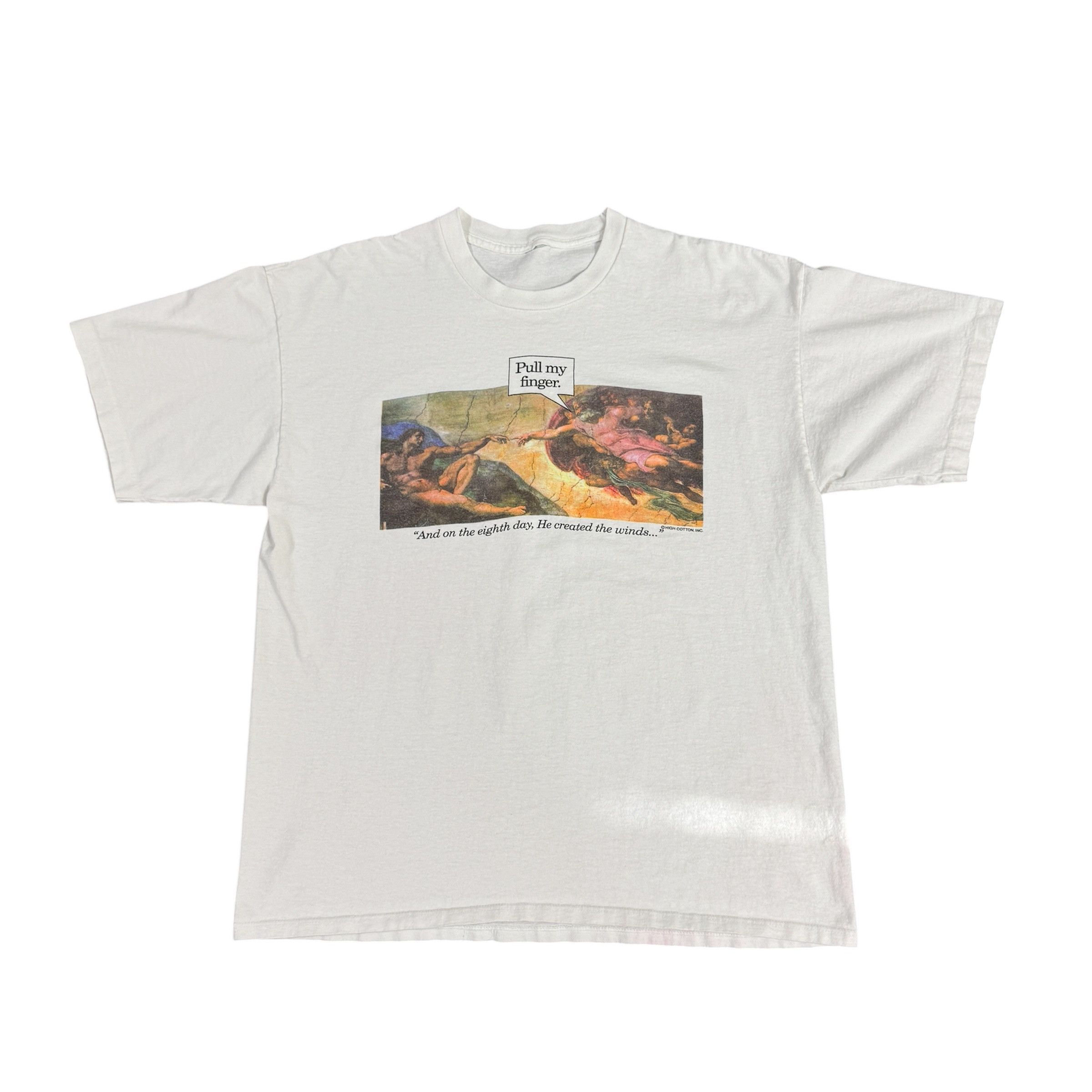Vintage Vintage 90s Pull My Finger Michelangelo Art Parody Shirt Size US XL / EU 56 / 4 - 3 Thumbnail