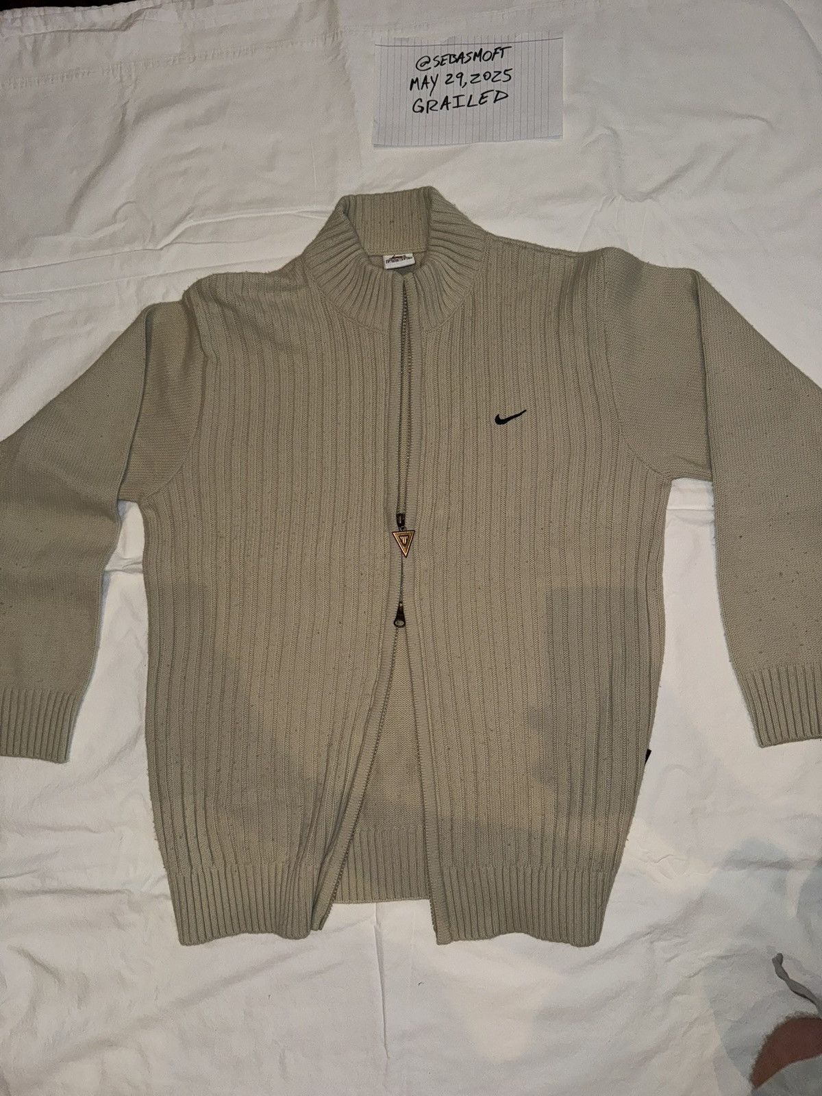 Nike Vintage Nike Beige Knit Jacket Zip Up Rare Size US M / EU 48-50 / 2 - 8 Thumbnail