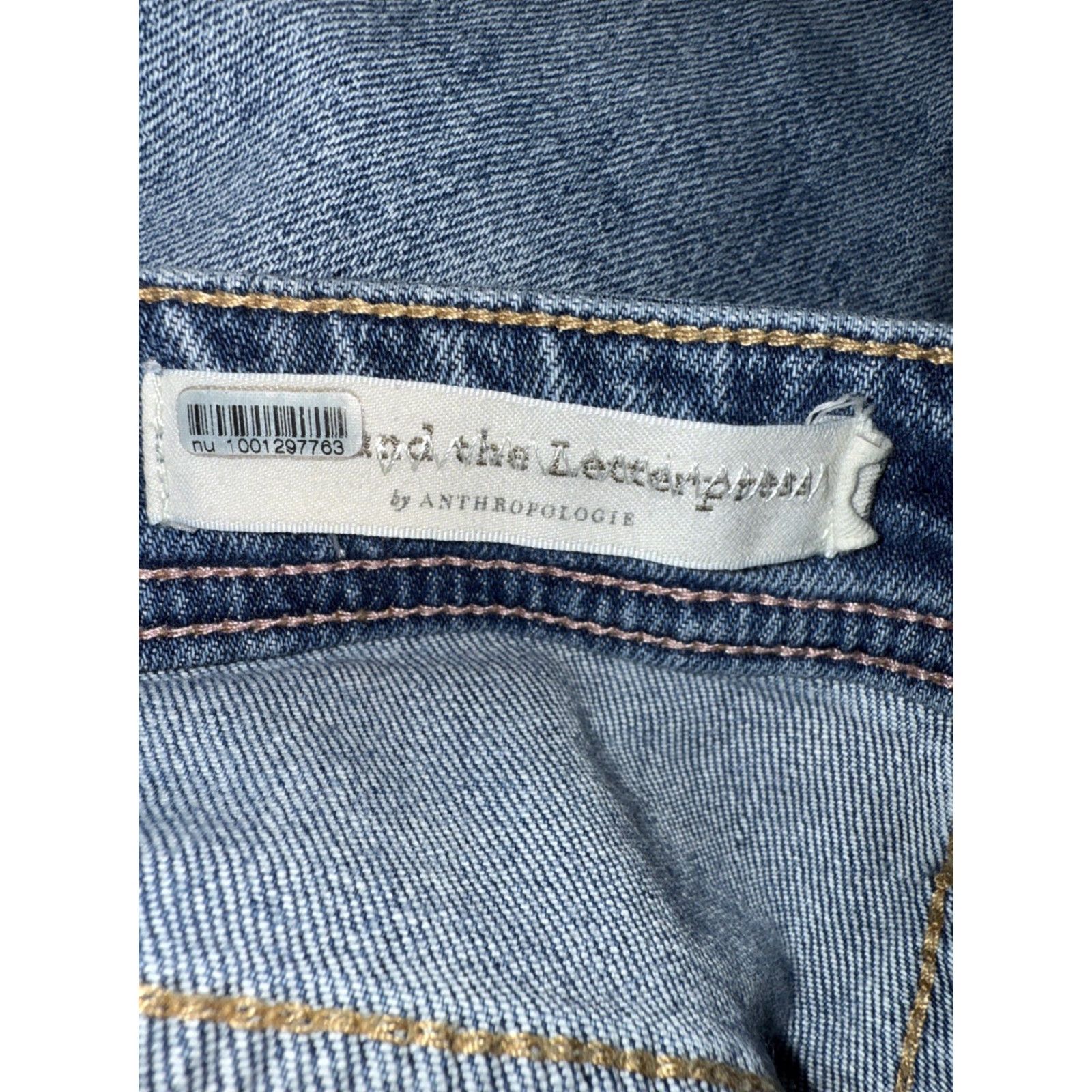 Anthropologie VINTAGE Anthropology Pilcro Slim Boyfriend Jeans Women’s Blue Distressed Side Ribbons 27 Size 24" / US 00 / IT 34 - 4 Thumbnail