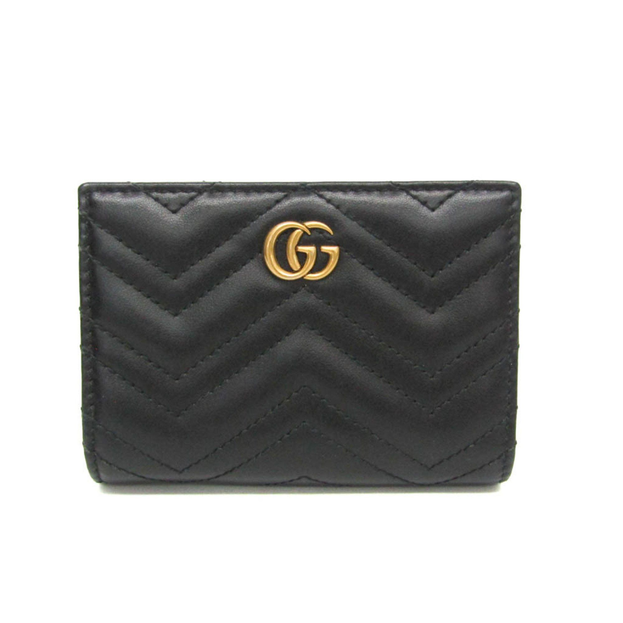 Gucci Gucci GG Marmont 773427 Women's Leather Wallet (bi-fold) Black Size ONE SIZE - 1 Thumbnail