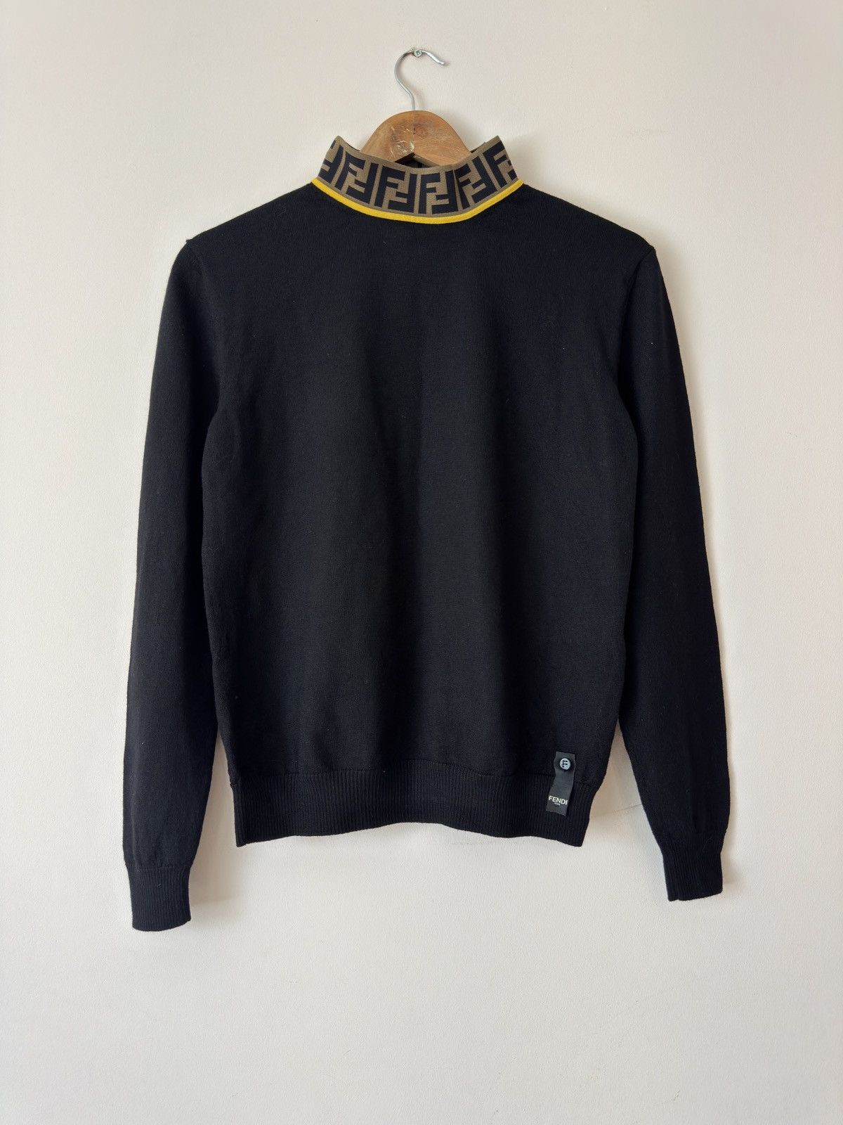 Fendi Fendi FF Monogram High Neck Wool Sweater Black Sweatshirt Size US S / EU 44-46 / 1 - 1 Thumbnail