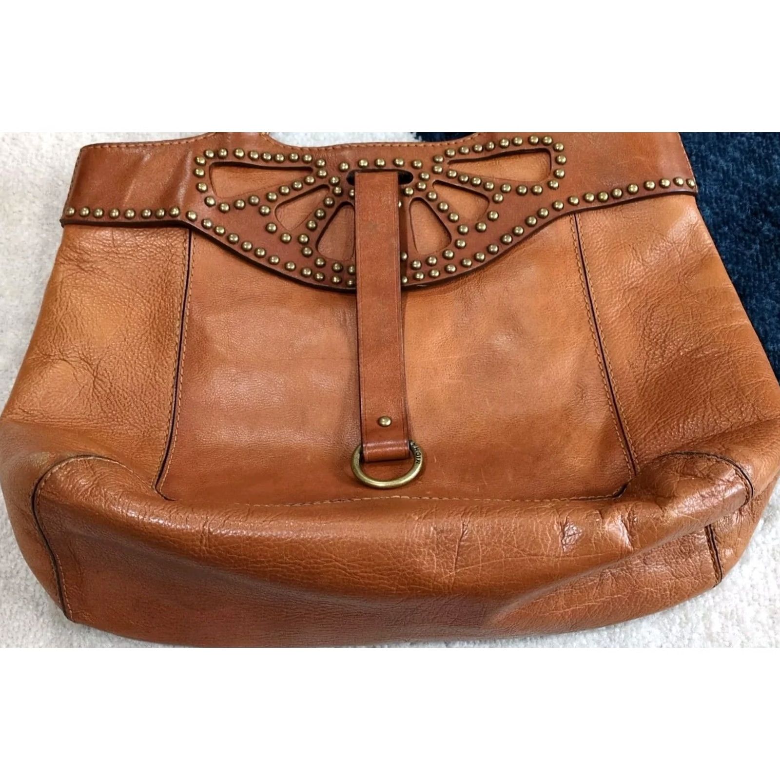 Michael Kors VINTAGE Michael Kors Studded Leather Hobo Tote Bag Brown Large 80s 90s Hippie Boho Womens Size ONE SIZE - 3 Thumbnail