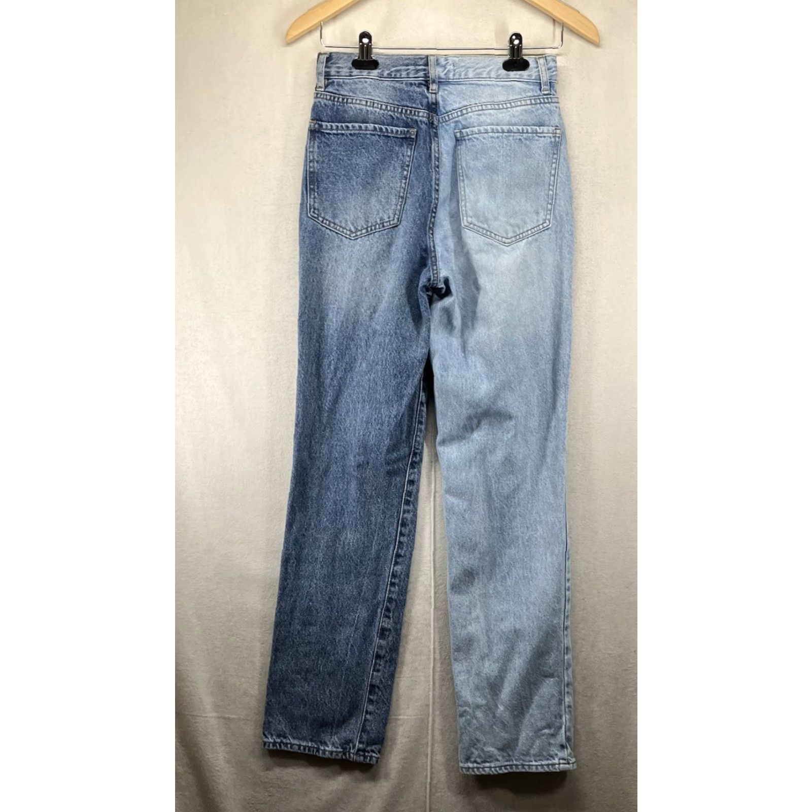 Pacsun Pacsun High Rise Straight Blue Denim Button Fly Jeans Two Tone Women's Size 25 Size 42" / US 20 - 2 Thumbnail