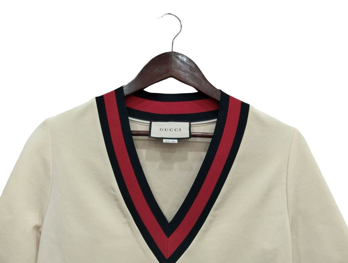 Gucci Gucci Cream Jersey Grosgrain-Trimmed Detail Mini Dress Size S / US 4 / IT 40 - 3 Thumbnail