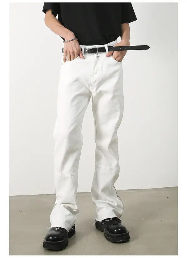 Japanese Brand Men's loose straight raw edge casual flared jeans Size US 32 / EU 48 - 2 Thumbnail
