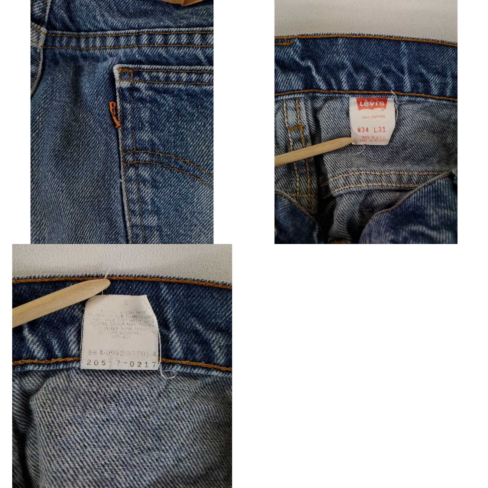 Levi's VINTAGE Levi's 517 VTG 90s Jeans Blue Whiskering Orange Tab Mens 34x31 33x30 Actual Bootcut Mens Blue 517 VTG 90s Jeans Size US 33 - 10 Thumbnail