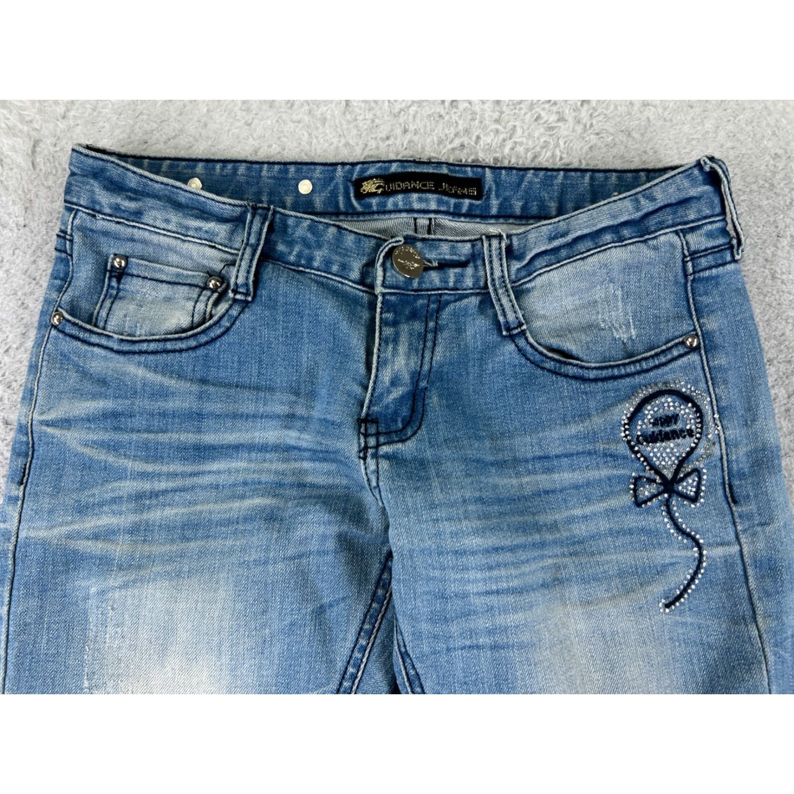 Denime Guidance Jeans Womens 26 Blue Denim Flared Distressed Embellished 26x28 Jeans Womens Regular blue Flared Distressed City Jeans Womens Size 26" / US 2 / IT 38 - 4 Thumbnail
