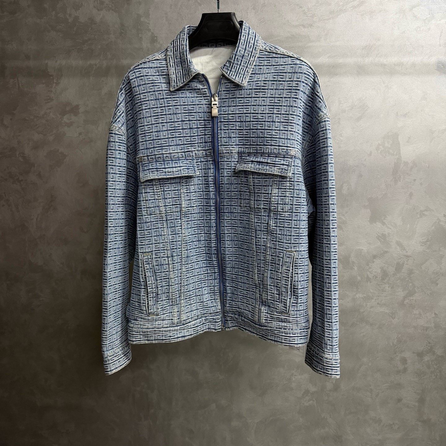 Givenchy Givenchy Blue Logo Jacquard Denim Jacket Size US M / EU 48-50 / 2 - 1 Thumbnail