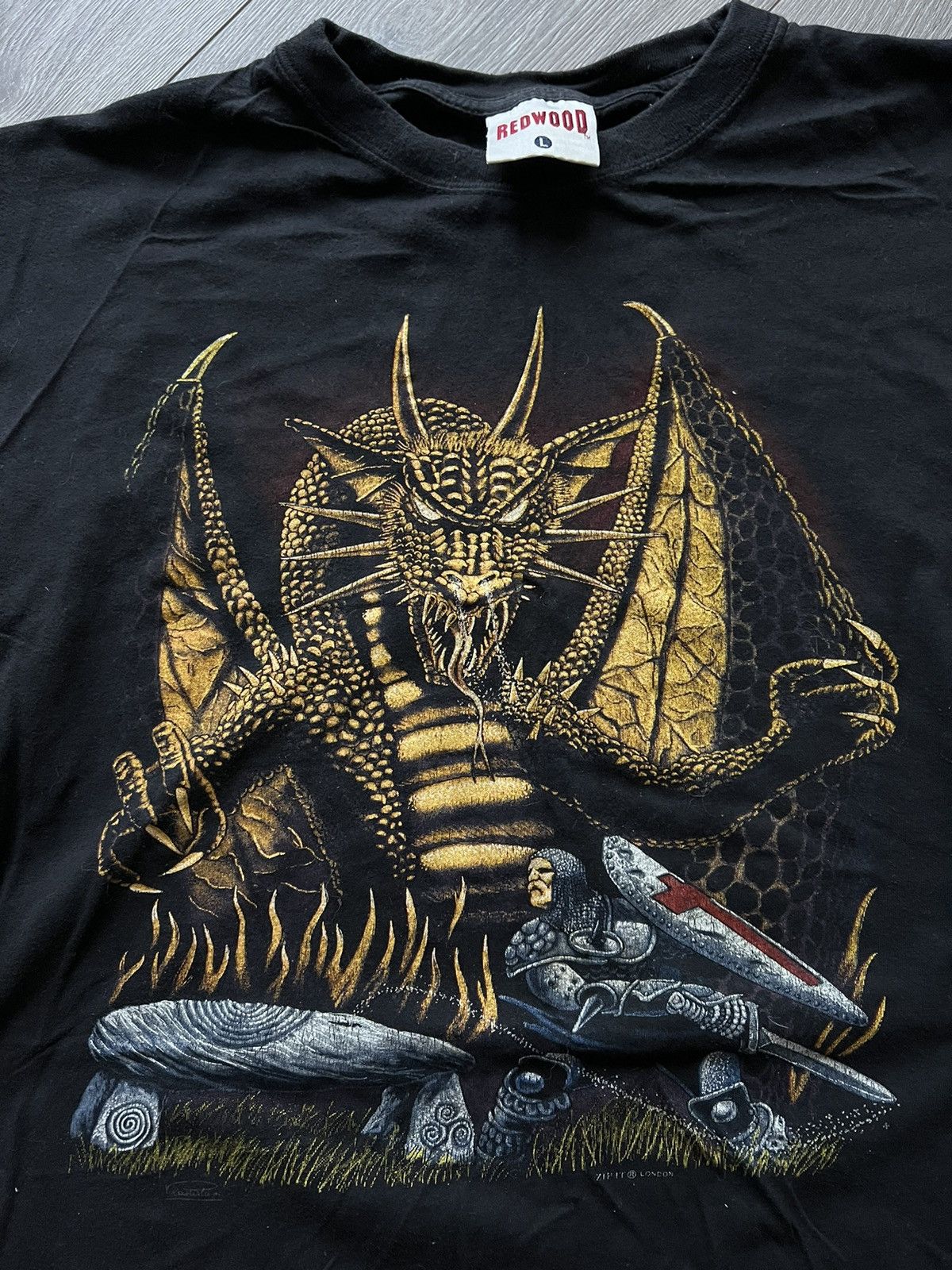 Band Tees × Vintage Vintage 💥 Dragon Medieval Faded T Shirt Size US L / EU 52-54 / 3 - 3 Thumbnail