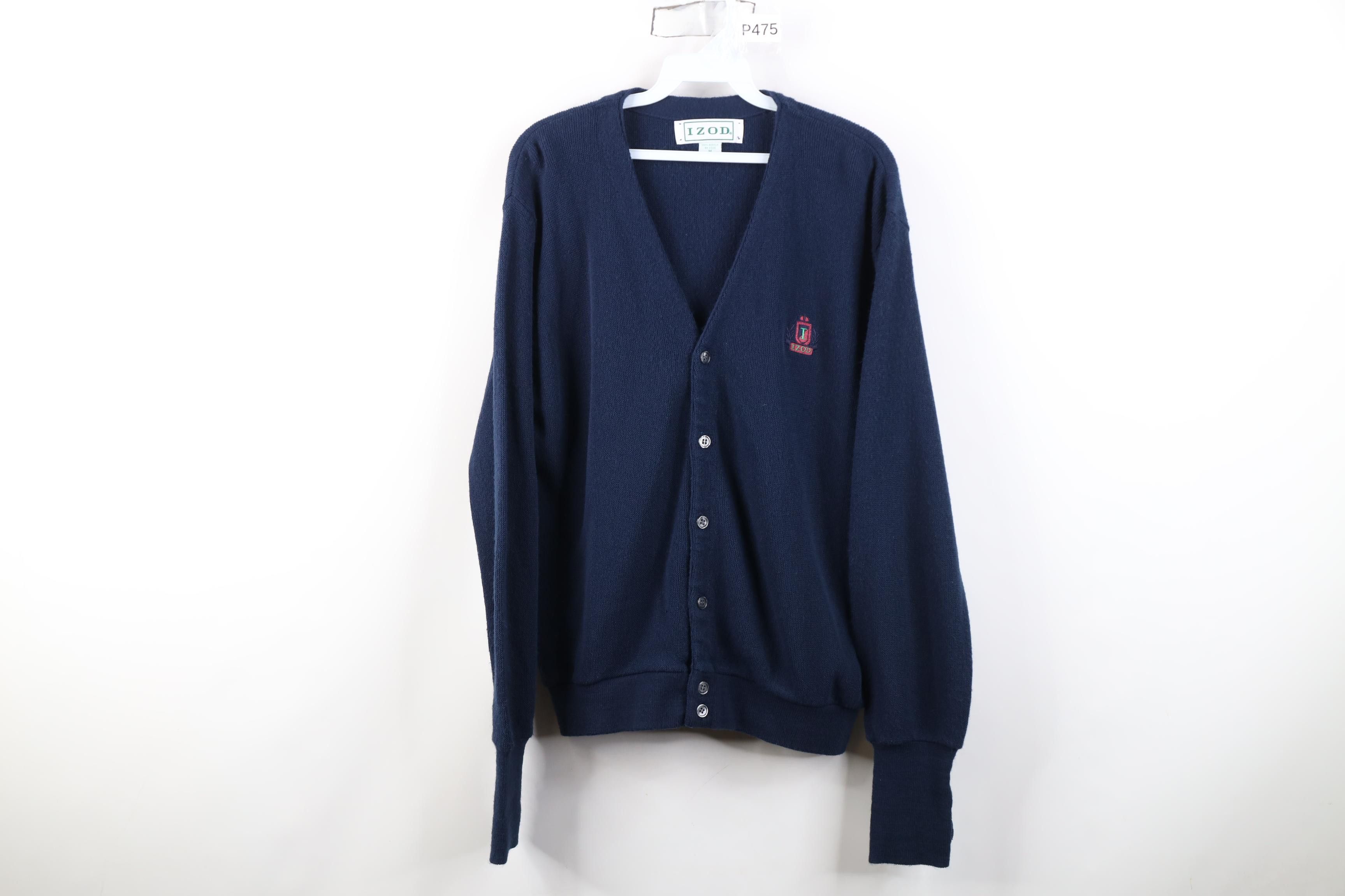 Izod Vintage 80s 90s Izod Golf Knit Cardigan Sweater Blue USA Size US M / EU 48-50 / 2 - 1 Thumbnail