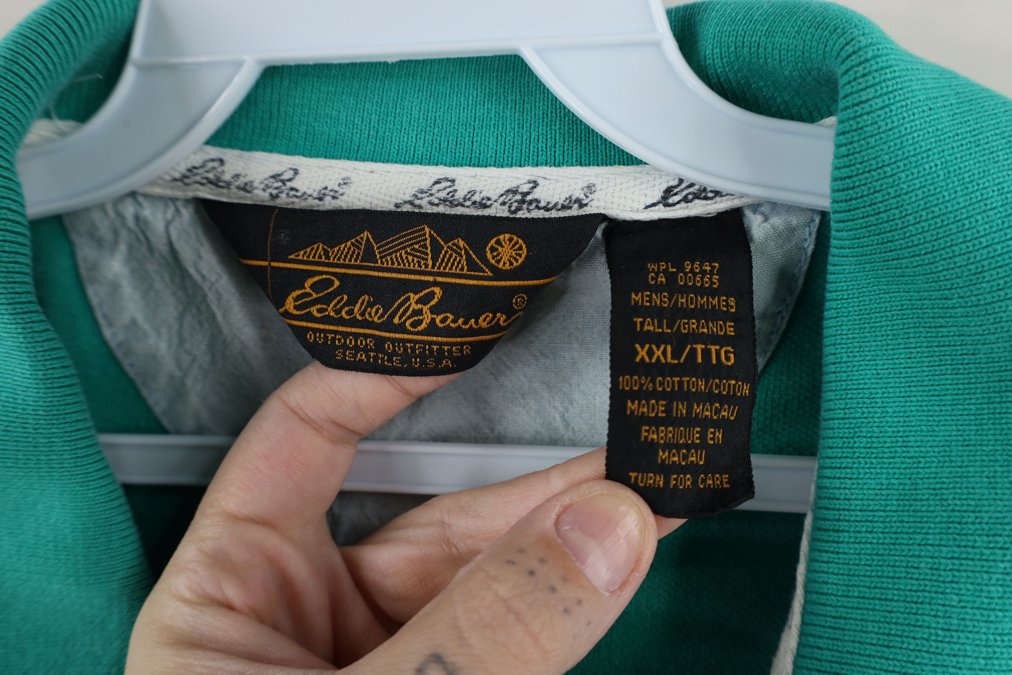 Eddie Bauer × Vintage Vintage 90s Eddie Bauer Blank Heavyweight Polo Shirt Teal Size US XXL / EU 58 / 5 - 6 Thumbnail