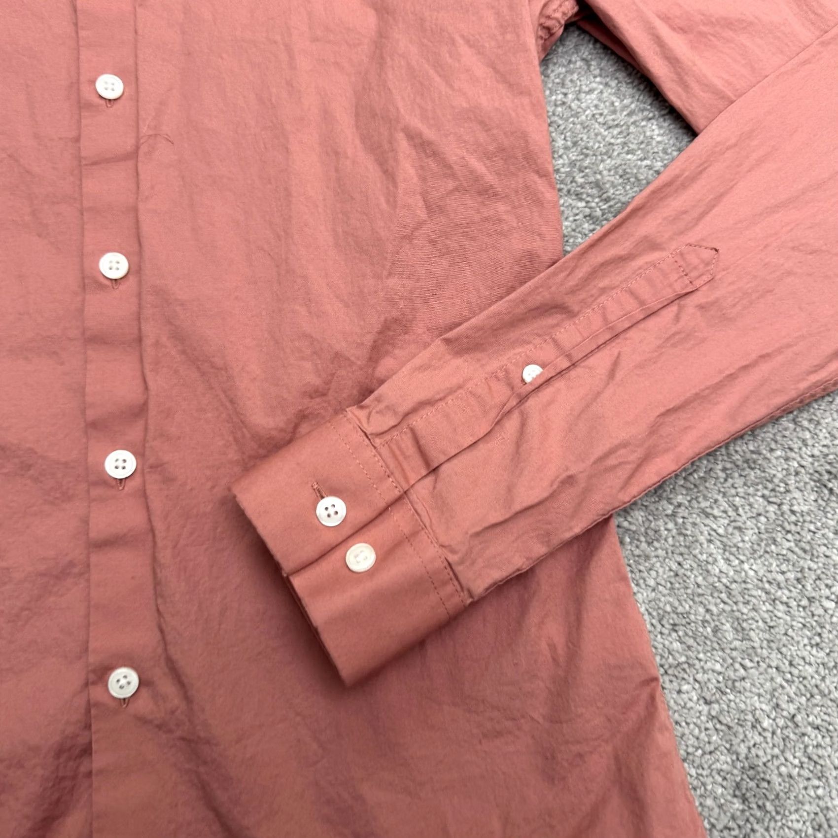 Asos ASOS Band Collar Shirt Mens Small Pink Long Sleeve Cotton Top Button Down Size US S / EU 44-46 / 1 - 5 Thumbnail