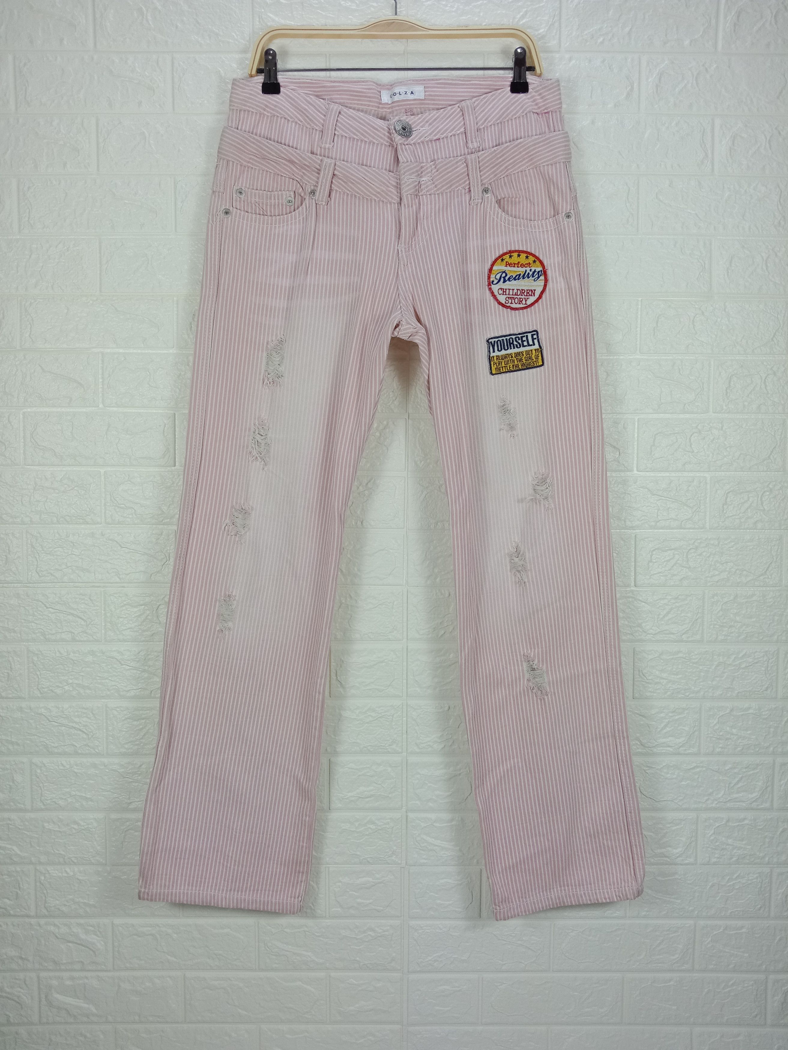 Beauty Beast Japanese Double Waist Jeans Patched Striped Hickory Denim Size 32" / US 10 / IT 46 - 5 Thumbnail