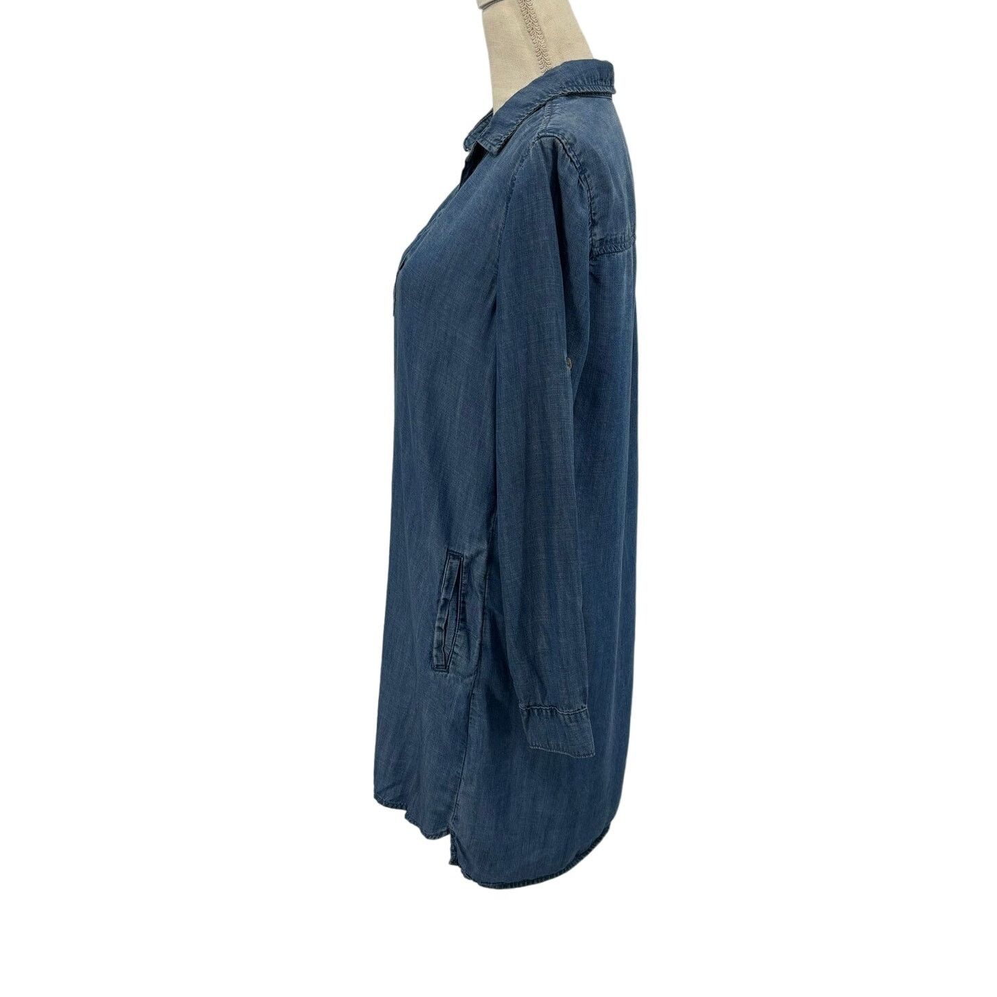 Anthropologie Cloth & Stone Anthropologie Chambray Tunic Shirt Dress SZ M Size M / US 6-8 / IT 42-44 - 3 Thumbnail