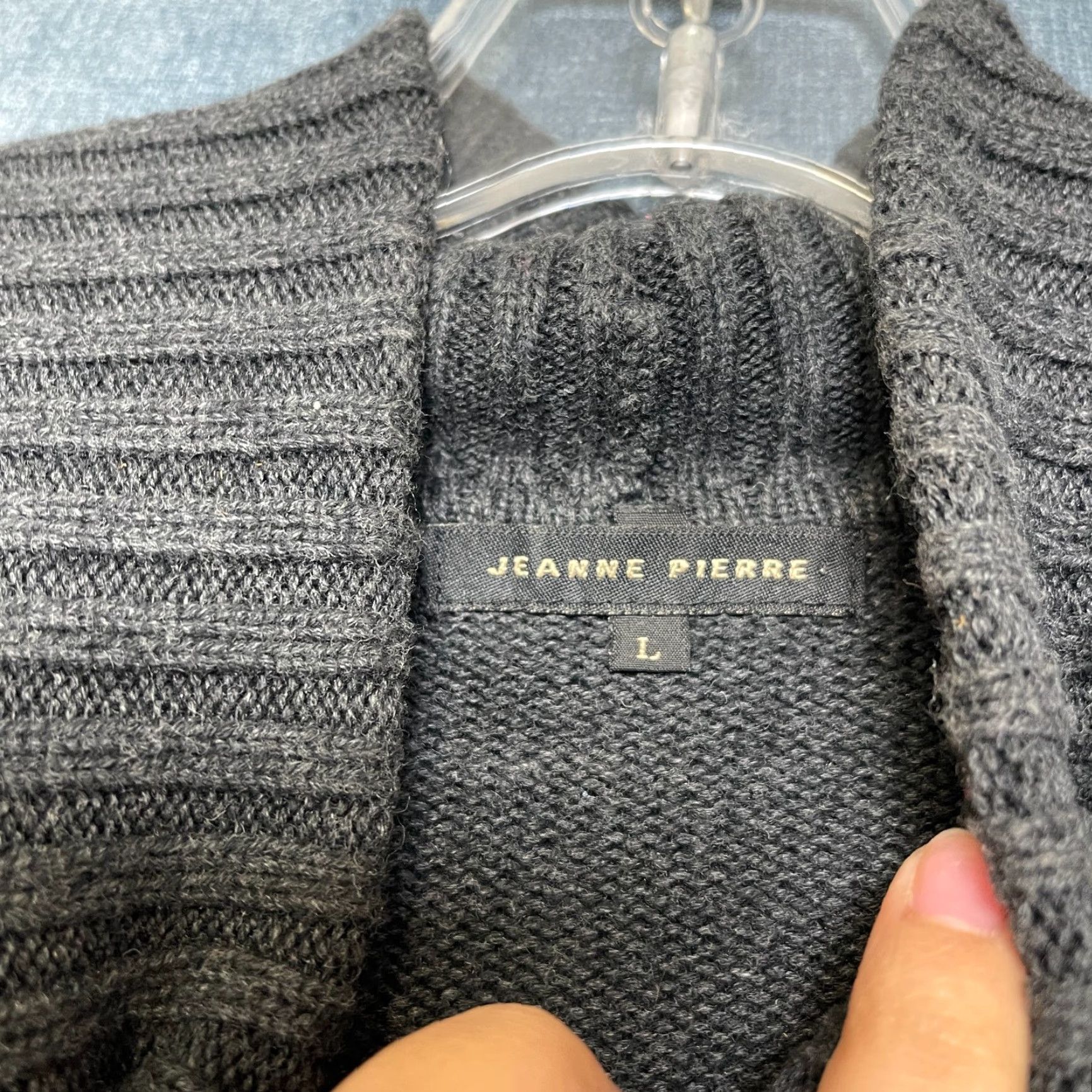 Vintage Jeanne Pierre Sweater Womens L Gray Cotton Ribbed Hem Turtleneck Raglan Sleeve Size L / US 10 / IT 46 - 7 Thumbnail
