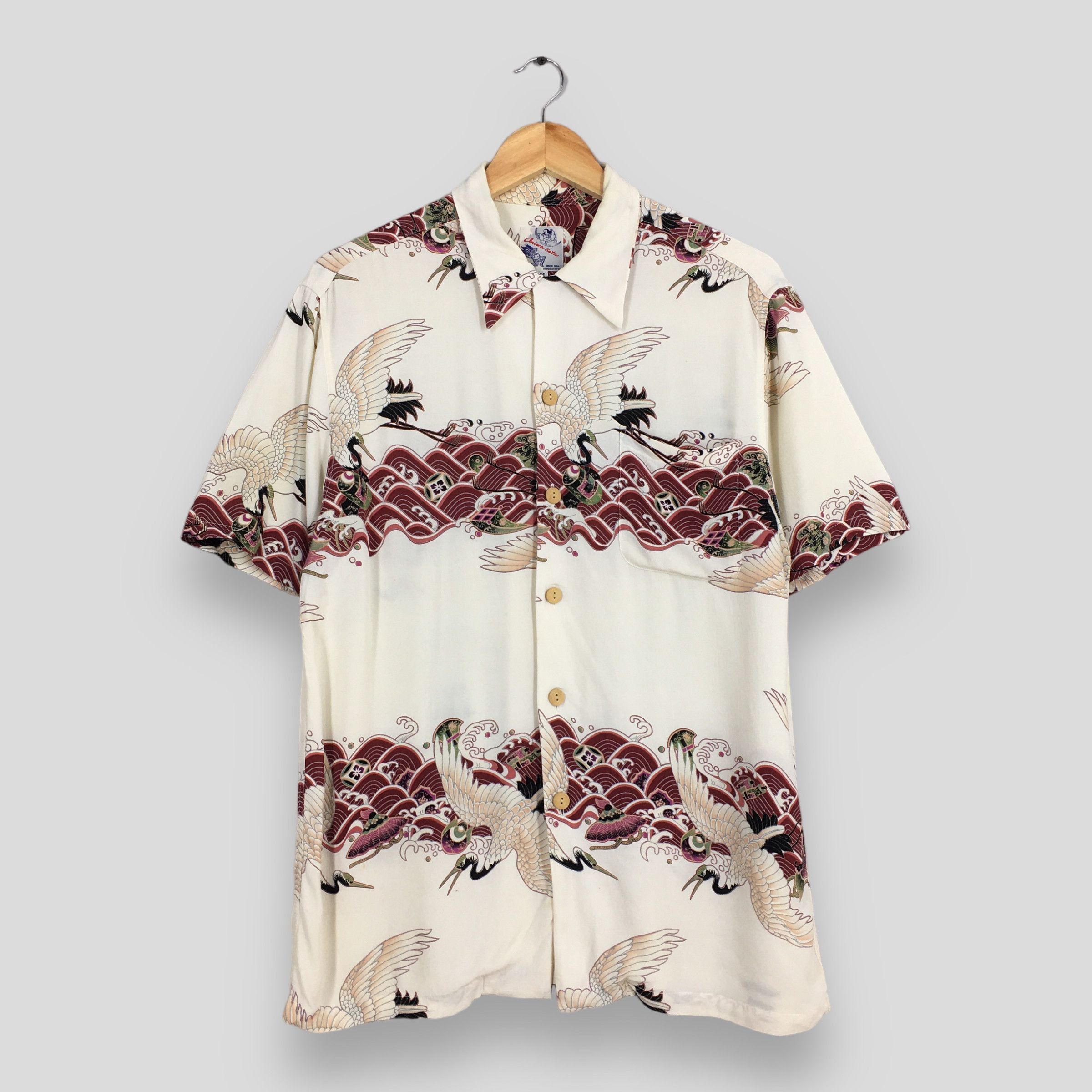 Japanese Brand Vtg Oniwa Soto Hawaiian Japanese Phoenix Bird Rayon Shirt Size US M / EU 48-50 / 2 - 1 Thumbnail