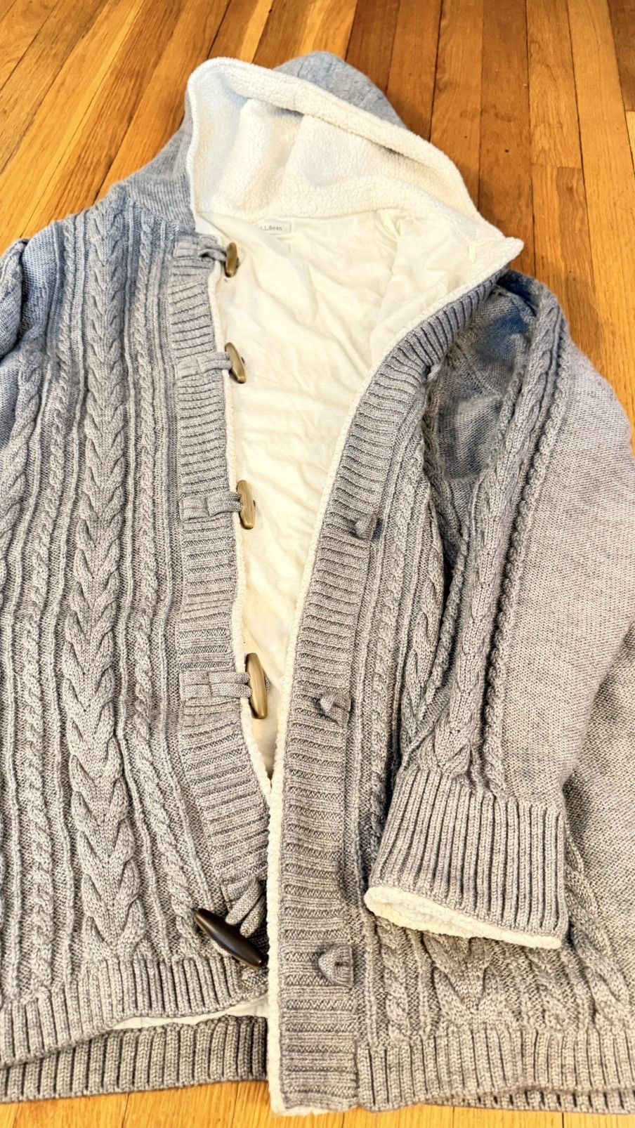 L.L. Bean Grey long coat LL Bean large with hood Size L / US 10 / IT 46 - 3 Thumbnail