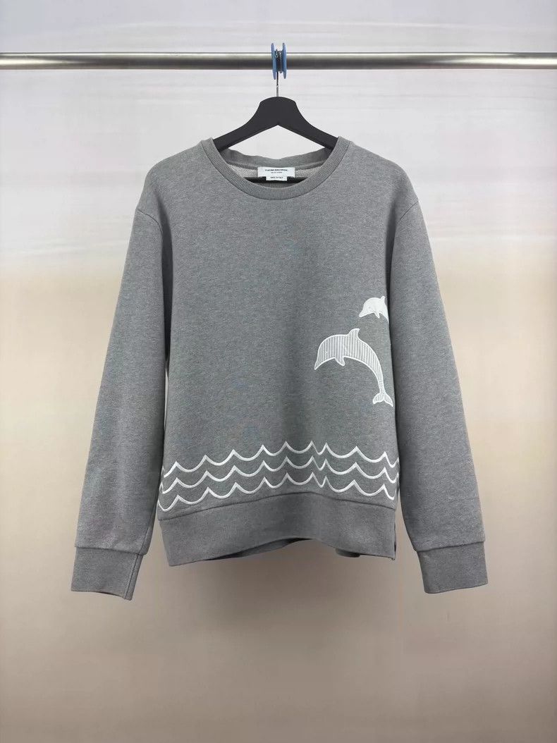 Thom Browne Thom Browne Dolphin Embroidered Gray Sweatshirt - dmc Size US M / EU 48-50 / 2 - 1 Thumbnail