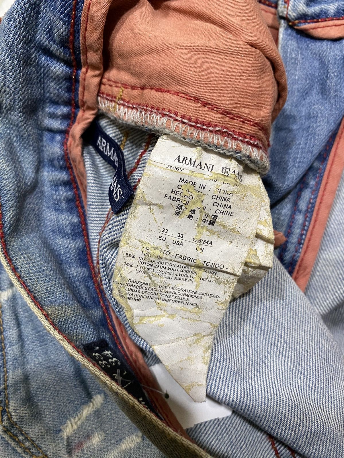 Armani Exchange Vintage AJ Armani Jeans Distressed Design Size 33 Size US 33 - 14 Thumbnail