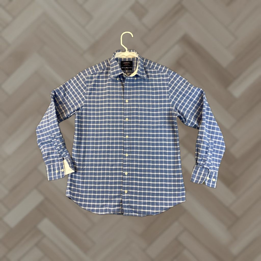 Charles Tyrwhitt Charles Tyrwhitt Classic Fit Long Sleeve Button Down Shirt, Adult Medium, Blue Check, Non-Iron, Mens Size US M / EU 48-50 / 2 - 1 Thumbnail