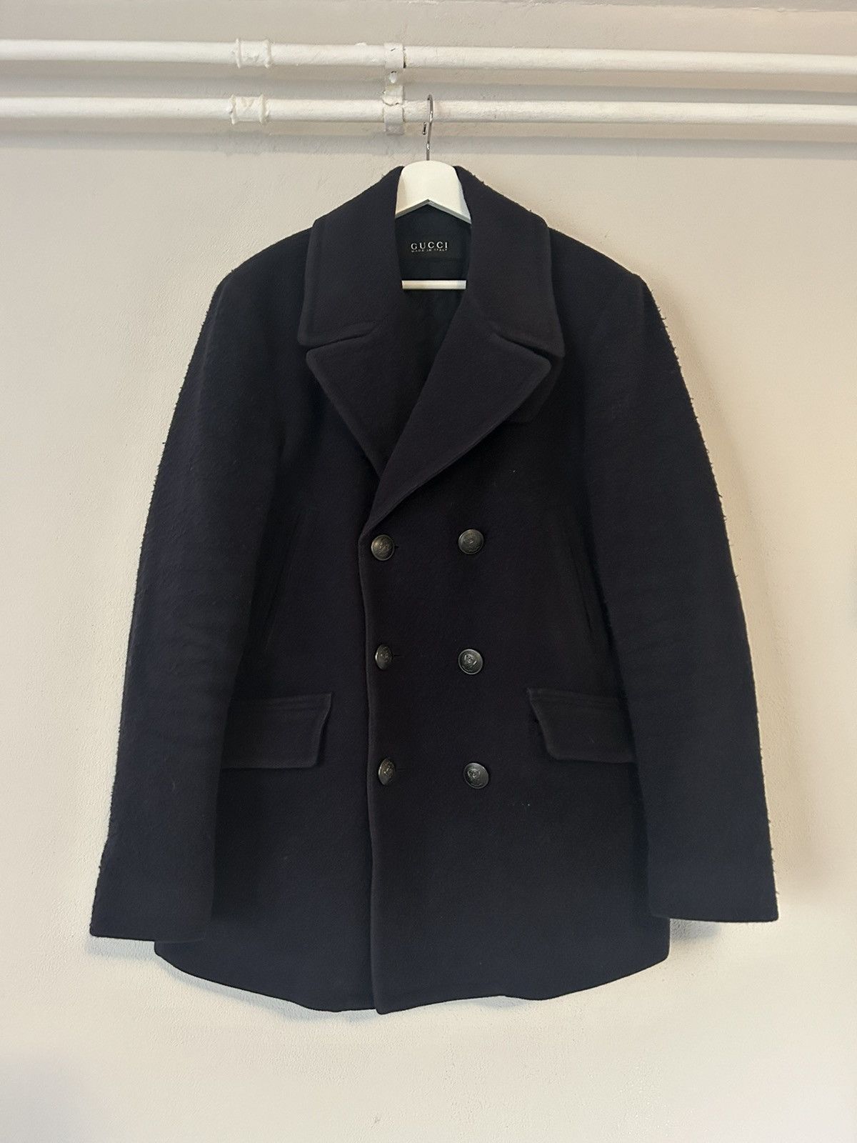 image of Gucci Wool Peacoat in Navy, Men's (Size Medium)