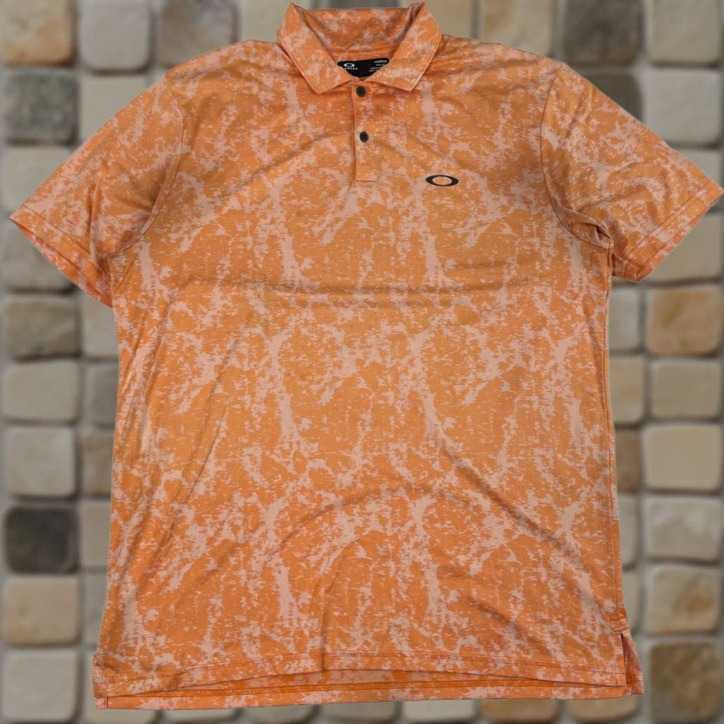Oakley Oakley Polo Shirt Mens Medium Orange Hydrolix Marble Jaquard Short Sleeve Golfer Size US M / EU 48-50 / 2 - 1 Thumbnail