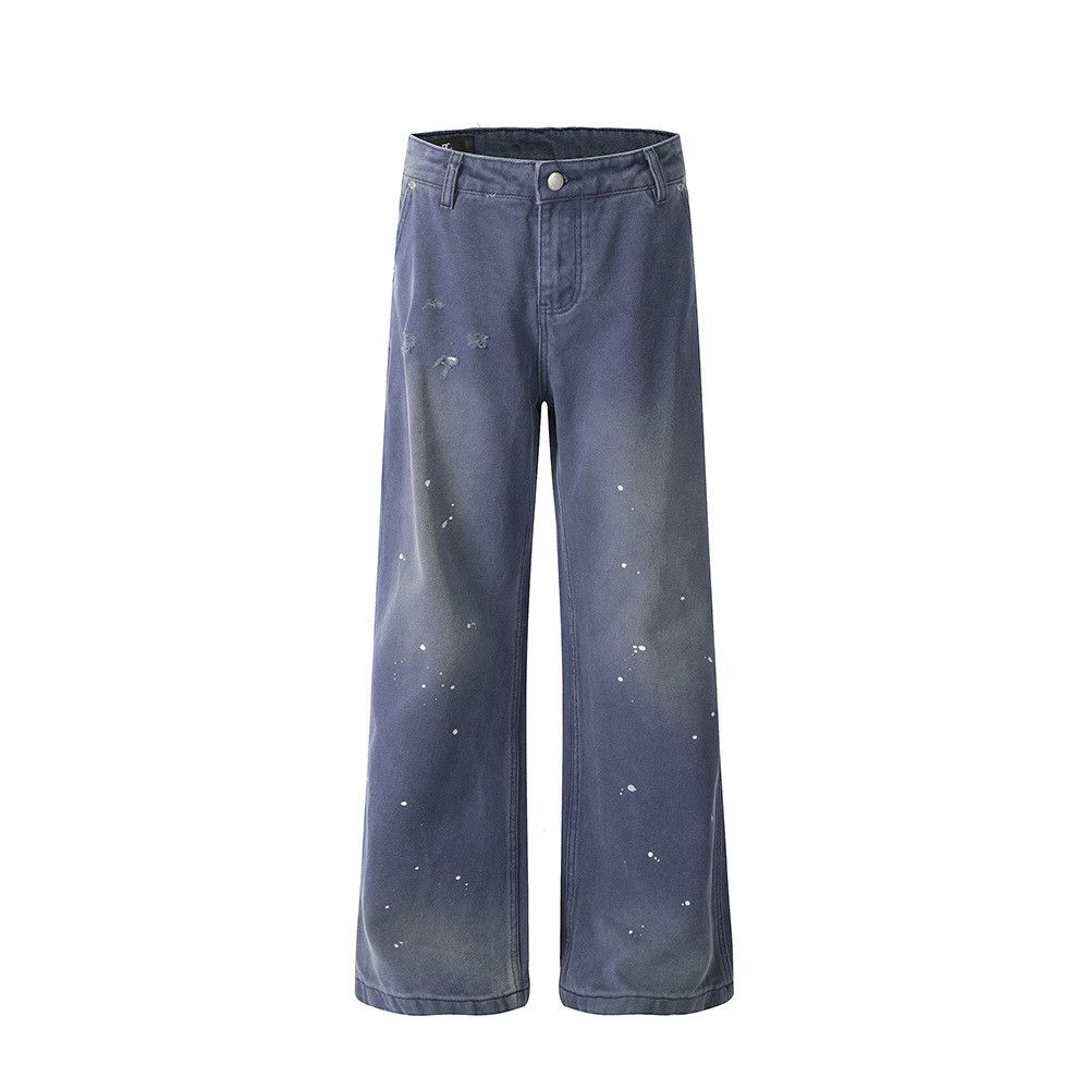 Japanese Brand × Jean Men's punk trend distressed washed ink-splashed ripped jeans Size US 32 / EU 48 - 1 Thumbnail