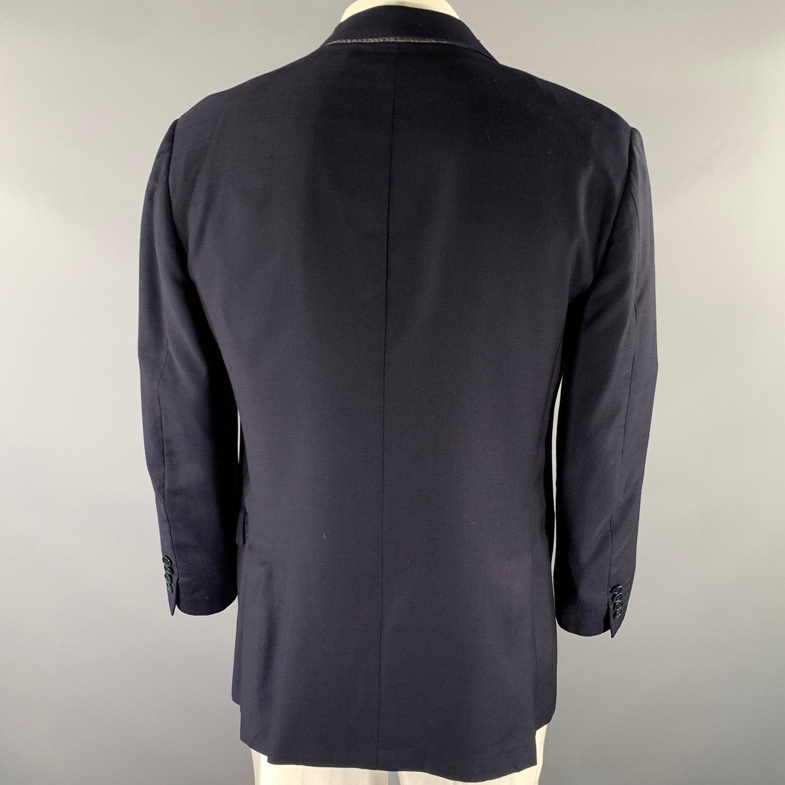 Ermenegildo Zegna ERMENEGILDO ZEGNA Size 44 Navy Wool Notch Lapel Sport Coat Size 44R - 3 Thumbnail