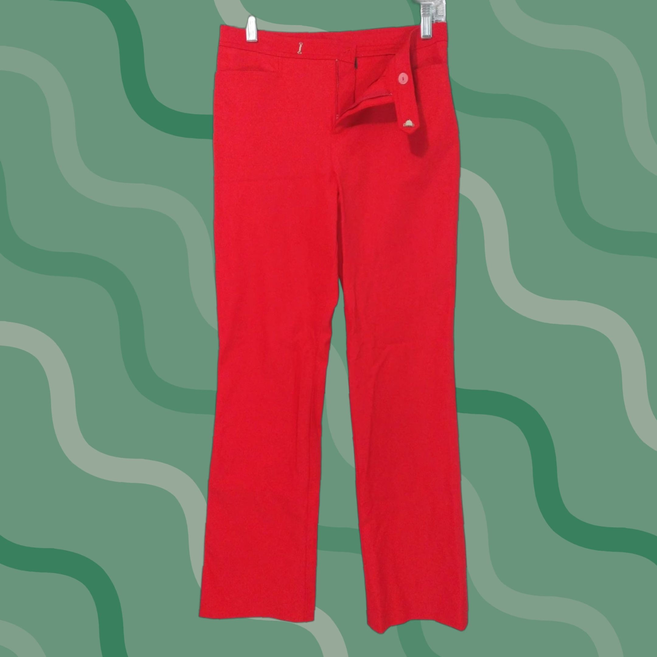 Ralph Lauren Ralph Lauren Pants Womens 8 Red Flared Leg Mid Rise Stretch Trouser Dress Pants City Preppy Mens Womens Girls Size 30" / US 8 / IT 44 - 1 Thumbnail