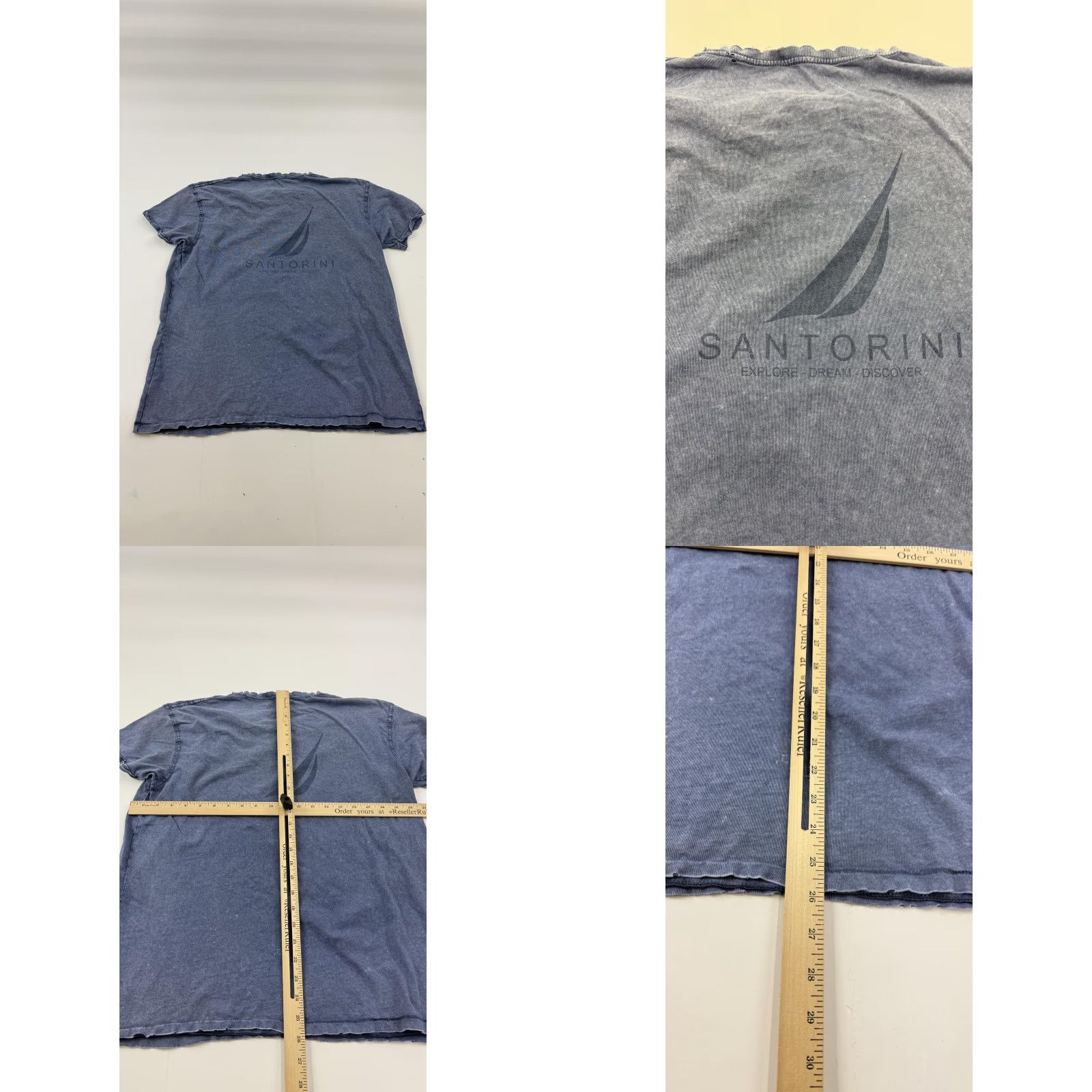 Vintage Santorini Shirt Womens L Blue 100% Cotton Graphic Short Sleeve Tee Top Sailing Crew Neck T-Shirt Travel Nautical Beach Summer Womens Size L / US 10 / IT 46 - 9 Thumbnail