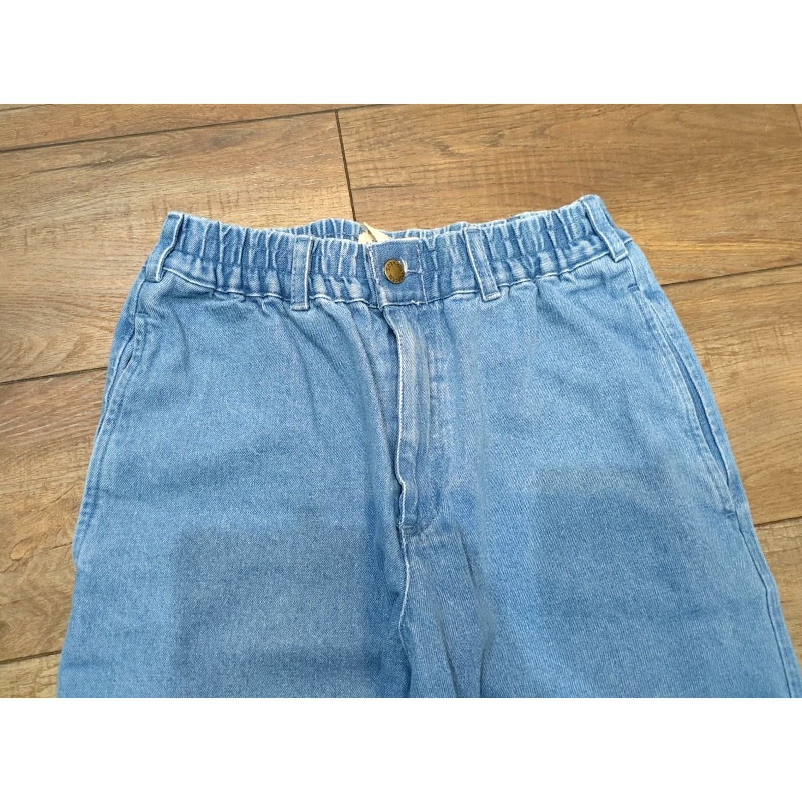 Denime Scandia Woods Denim Jeans Light/Medium Wash 30S Elastic Women Tapered 100% Cotton Pockets Jeans Blues Size 30" / US 8 / IT 44 - 2 Thumbnail
