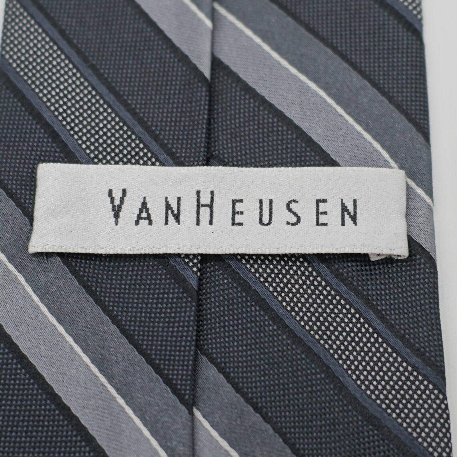 Van Heusen Van Heusen Gray Striped Woven Silk Tie Size ONE SIZE - 3 Thumbnail