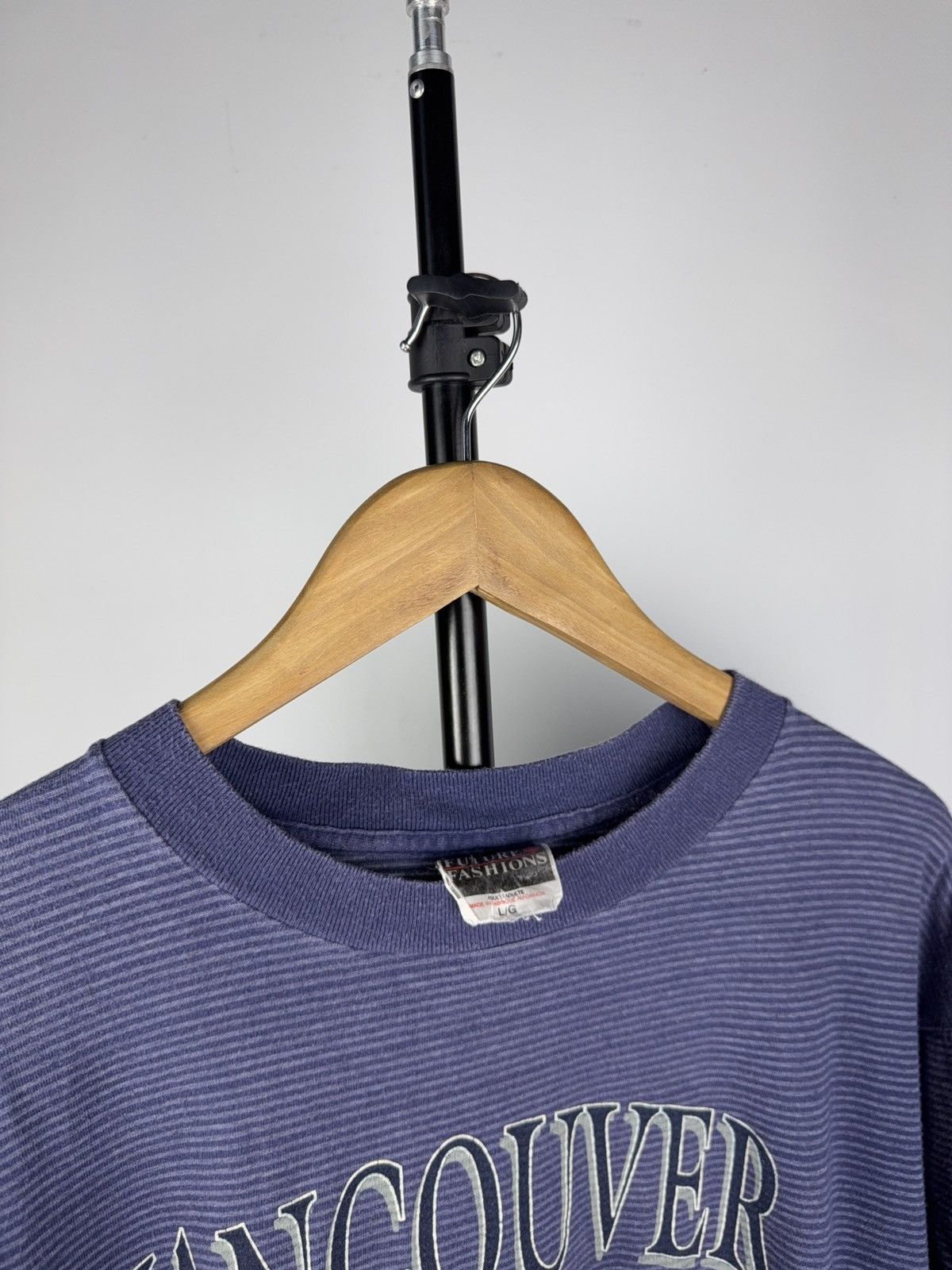 Vintage Vintage 90s Retro Logo Vancouver Canada Striped Tee Shirt Size US L / EU 52-54 / 3 - 6 Thumbnail