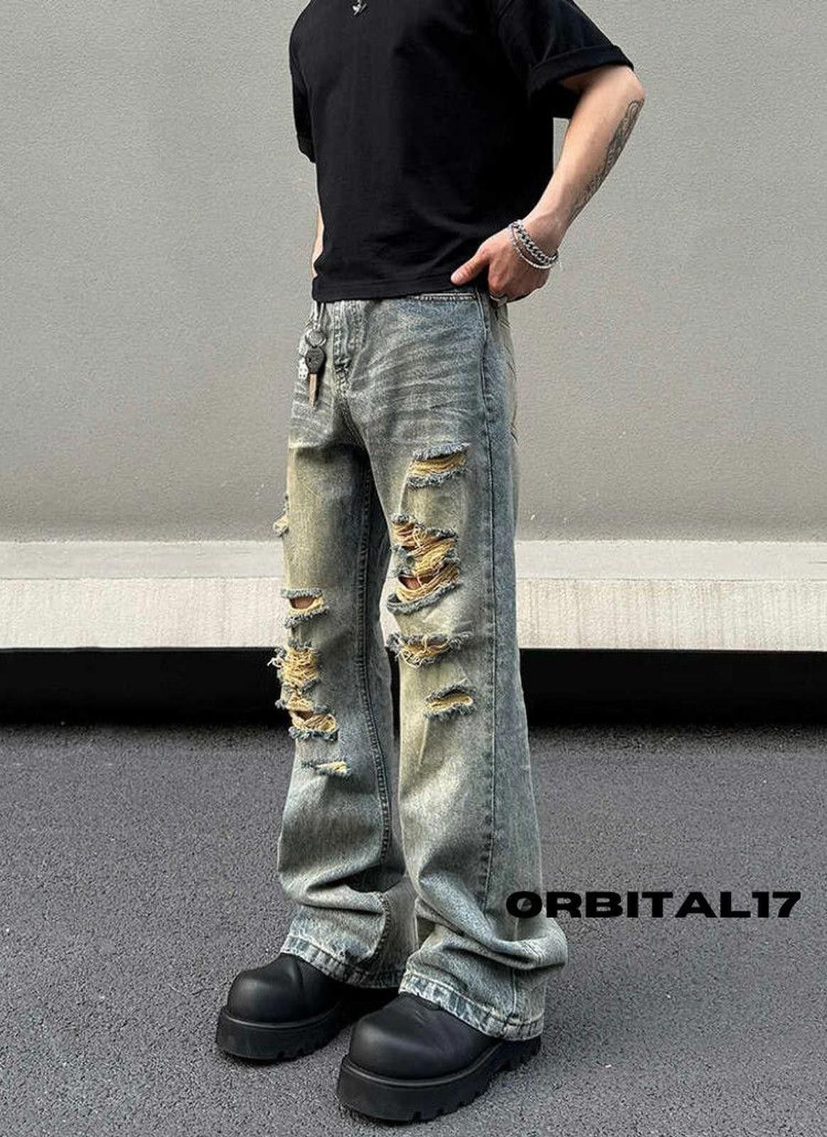 Other Blue Distressed Relaxed Denim Jeans, Baggy Ripped Jeans Size US 28 / EU 44 - 2 Thumbnail