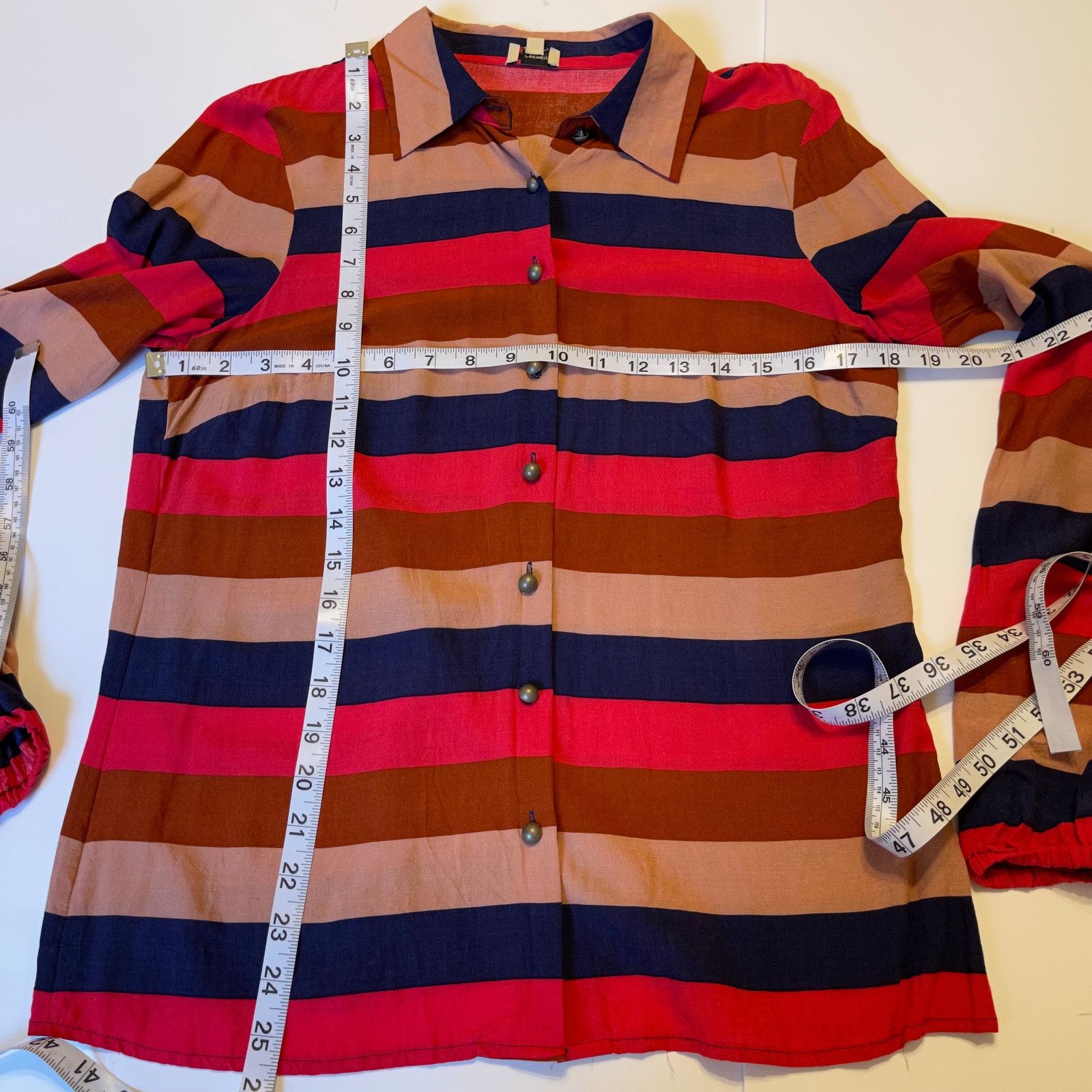 Cremieux Cremieux Button Front Rayon Striped Blouse Size M / US 6-8 / IT 42-44 - 7 Thumbnail