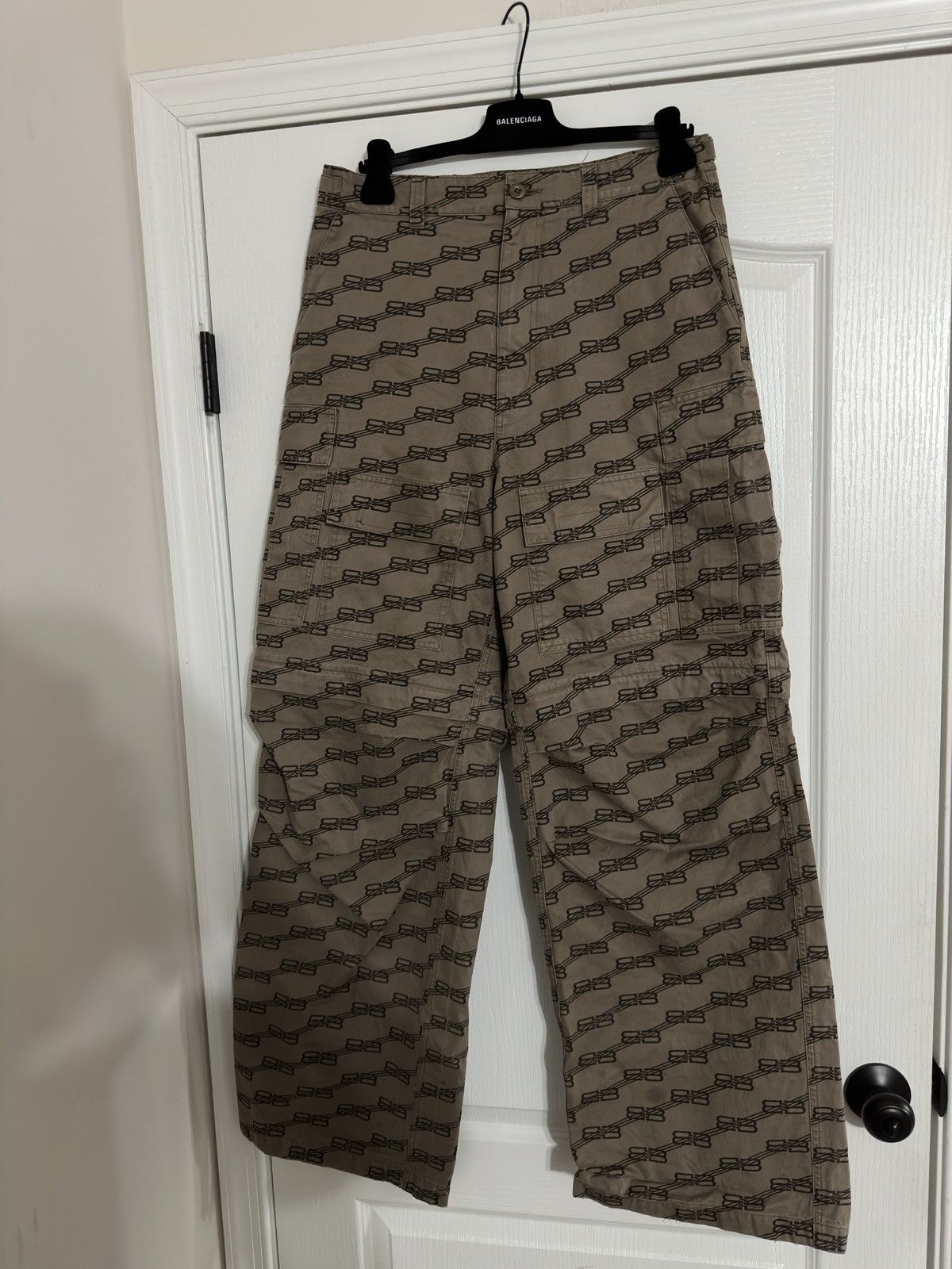 image of Balenciaga Monogram Convertible Cargo Pants in Brown, Men's (Size 34)